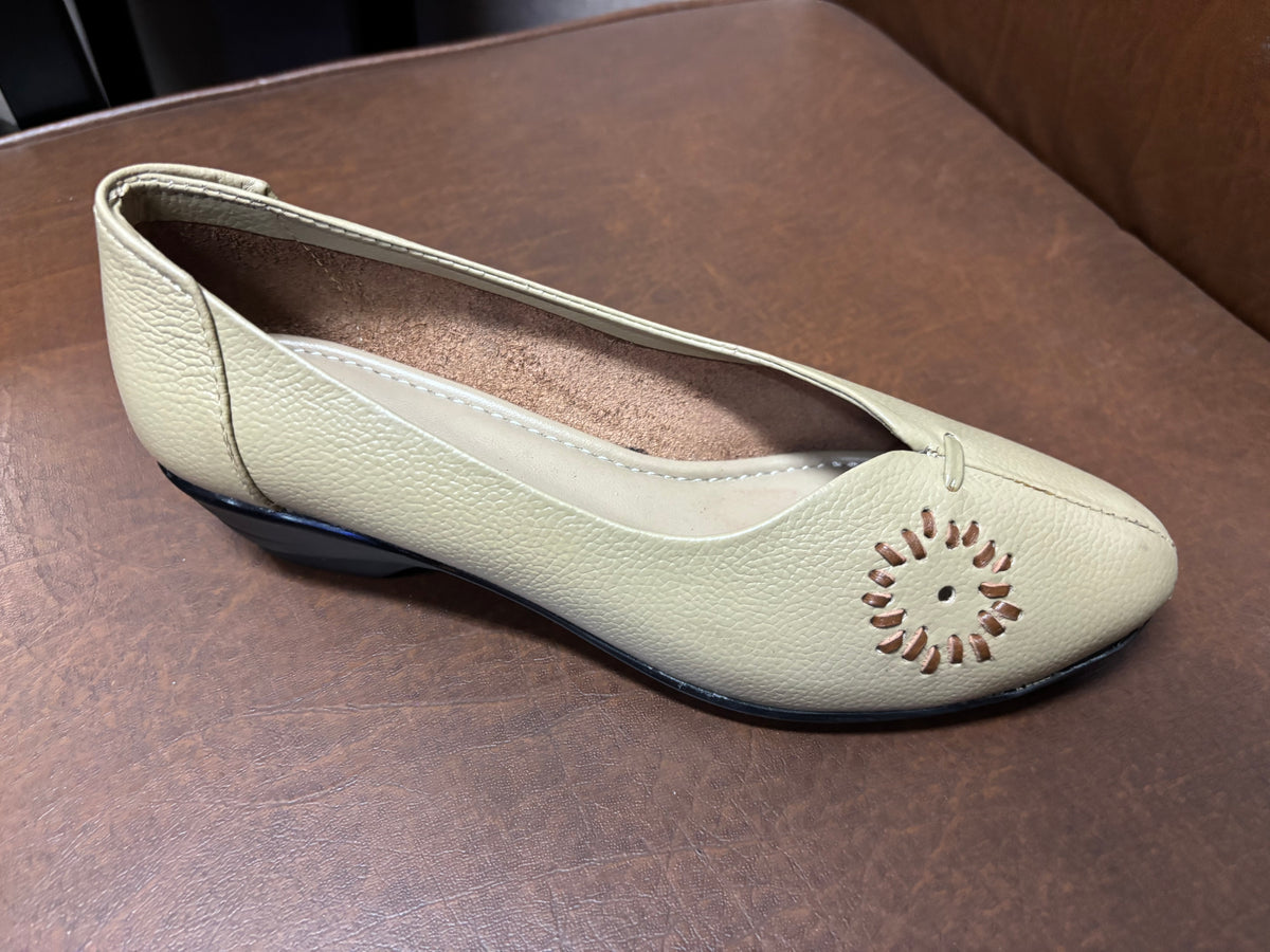 Lina Leather Wedge Ballerinas