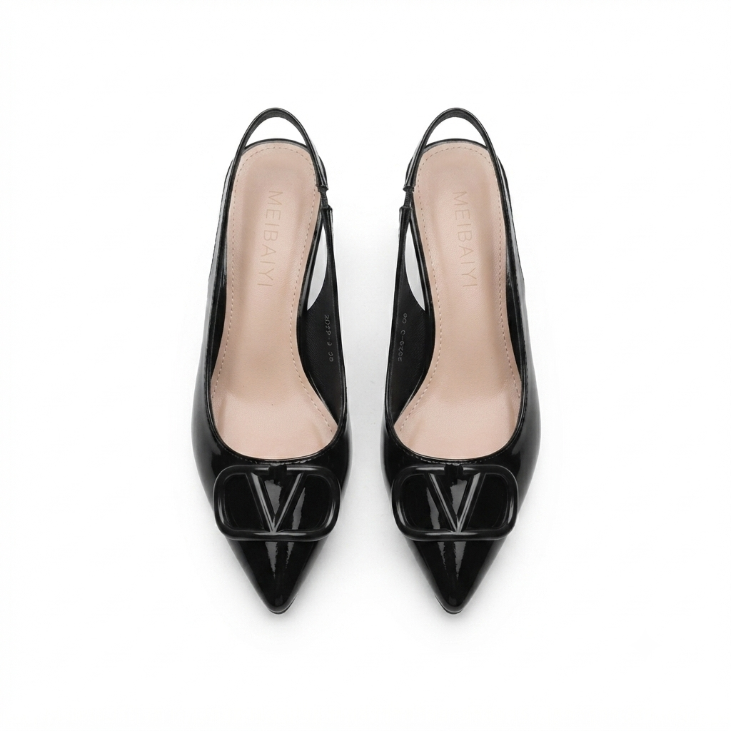 Valeria Premium Patent Slingback Kitten Heels