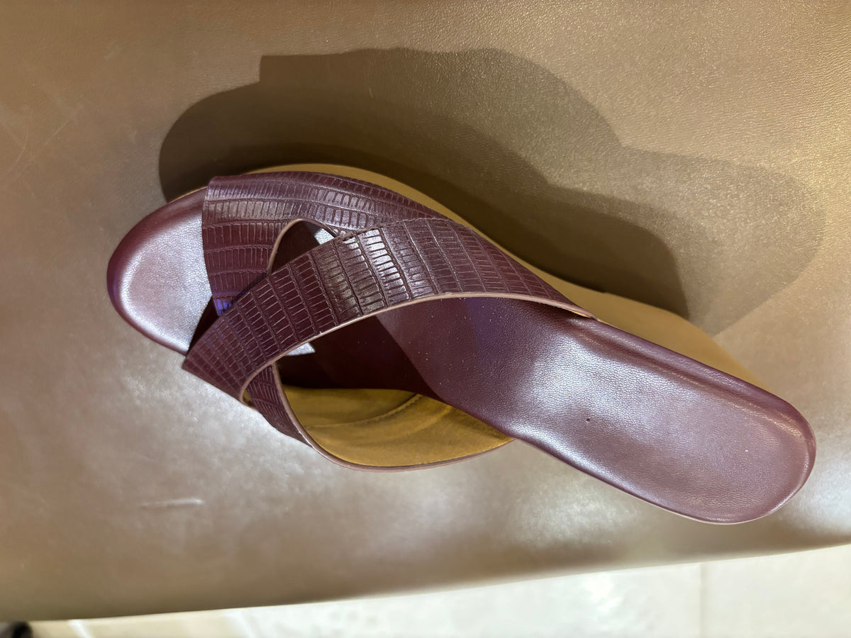 Anne Wedge Platform Peep Toe Heels in Wine - The Heels India