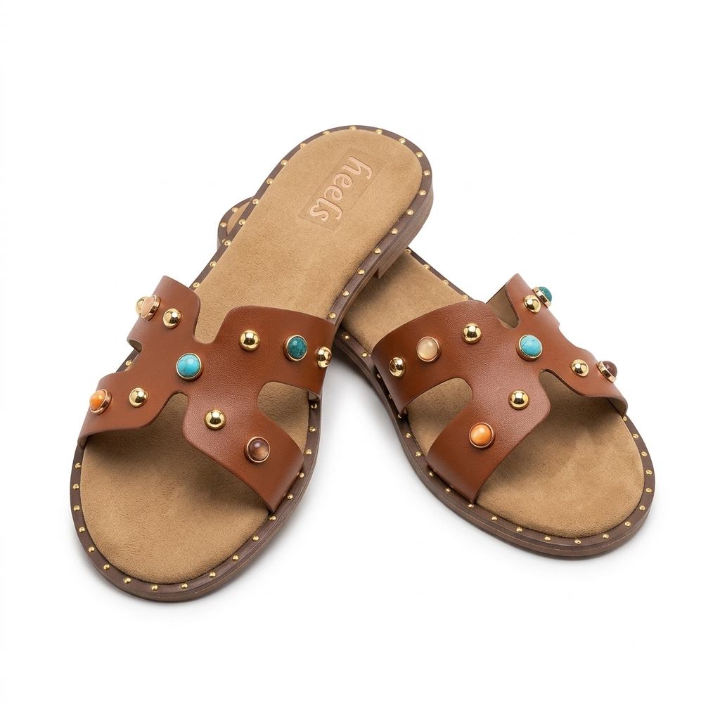 Alor Studded Embellished Summer Sliders - The Heels India