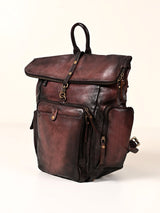 Leo : Real Leather Brown With Wash Effect Backpack