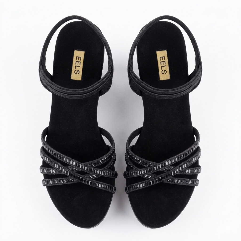 Zara Bling Back Elastic Wedge Platform Heels