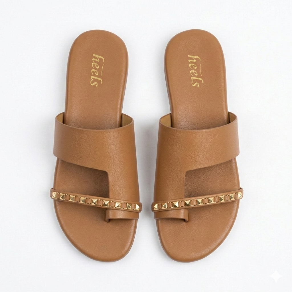 Sorrento Studded Strap Thumb Flat Siders - The Heels India