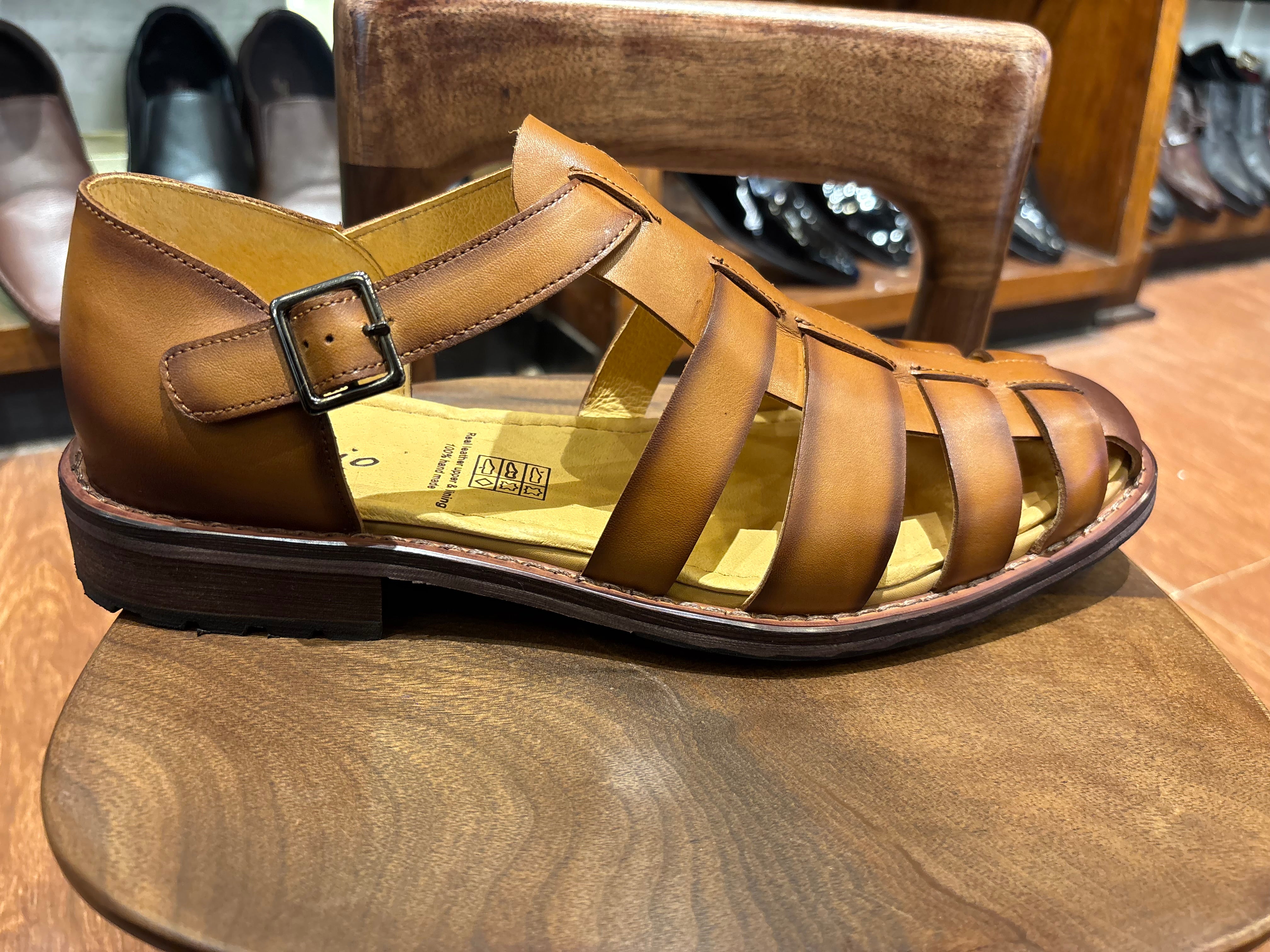 Romano Woven Leather Cage Sandal