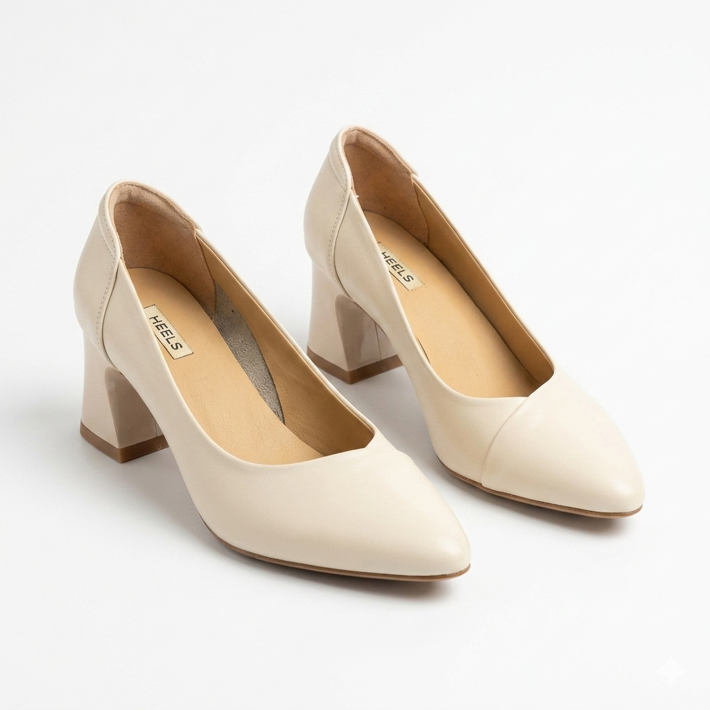 Emma Premium Leather Block Heel Pumps