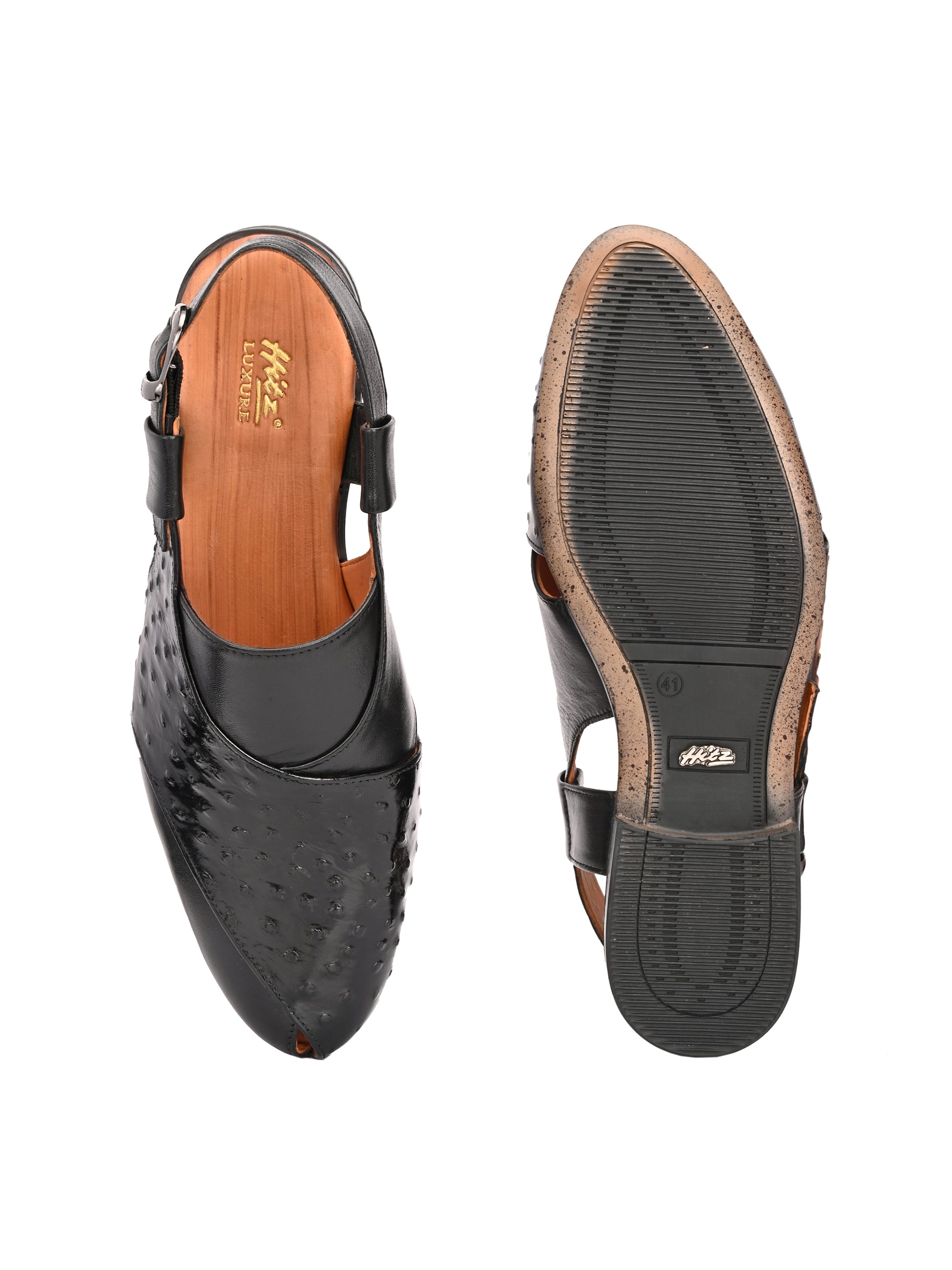 Zafran Ethnic Leather Peshawari Sandals