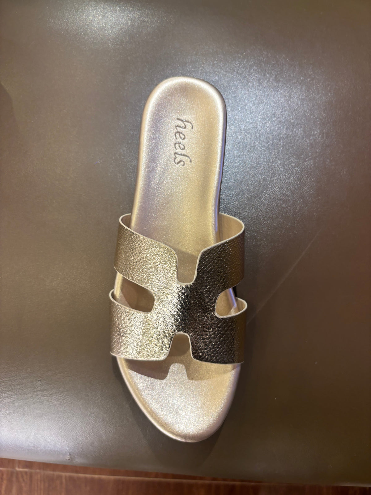 Abigail Metallic Cushioned Sliders in Gold - The Heels India