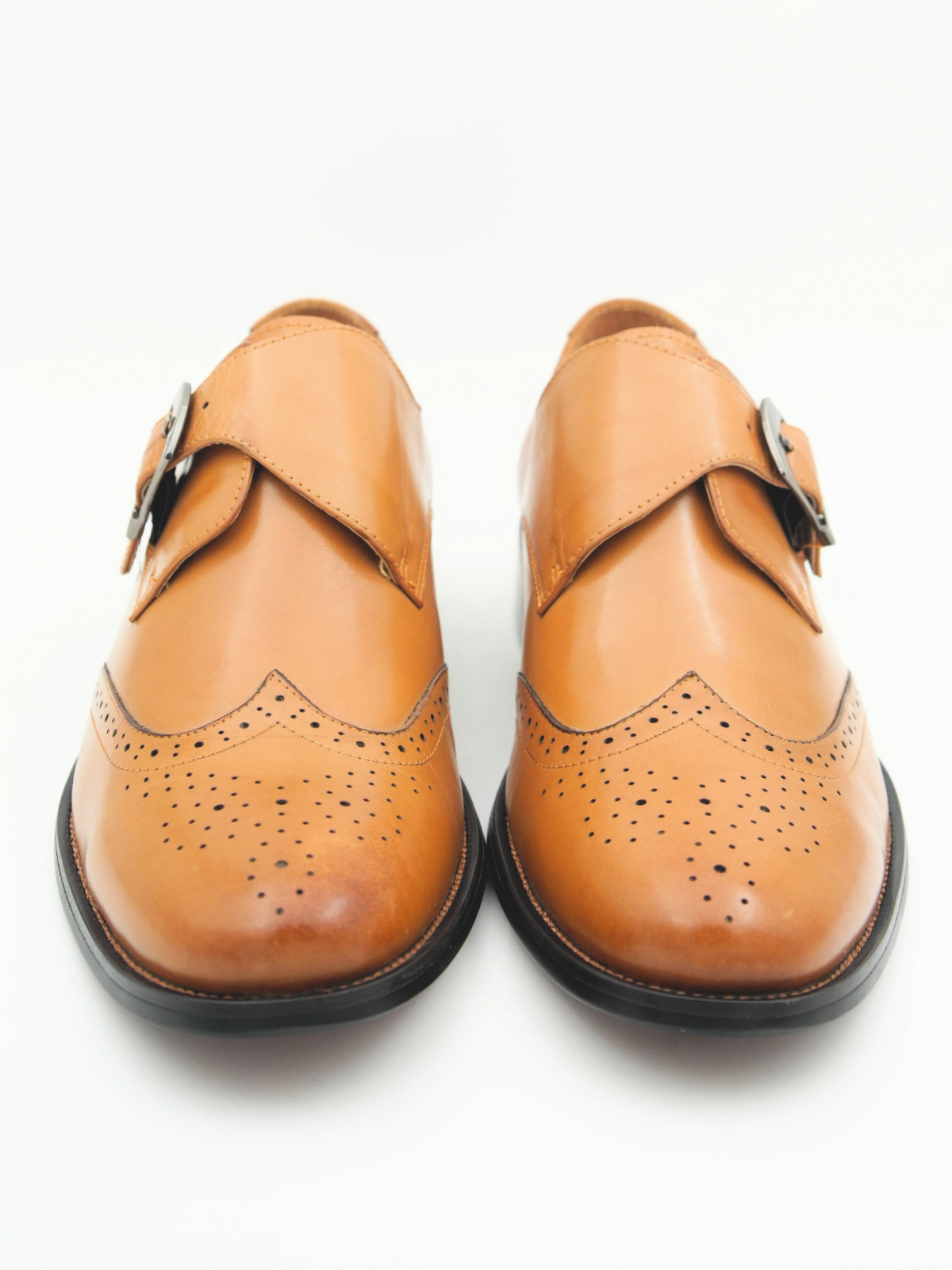 Salamanca Leather Semi Brogue Monk Shoes - The Heels India