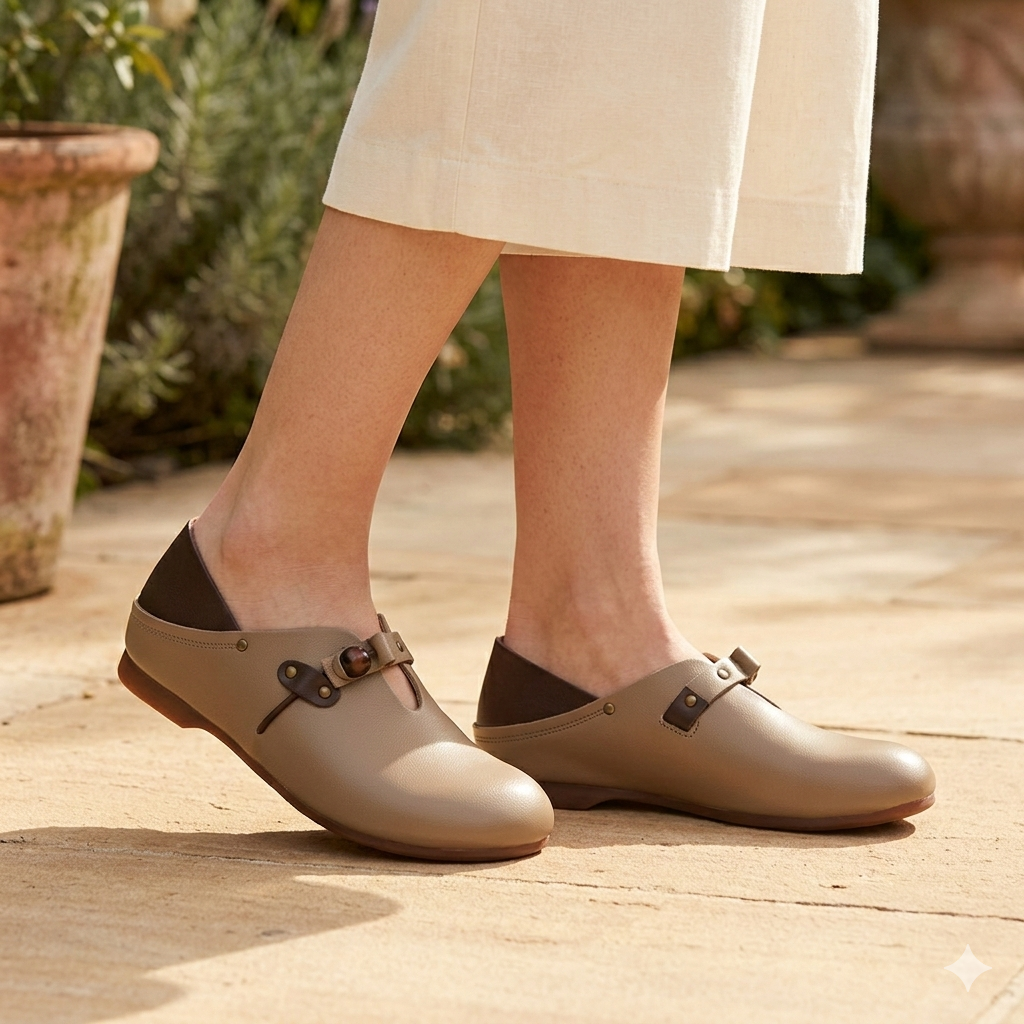 Paola Premium Leather Mid Strap Loafer Shoes