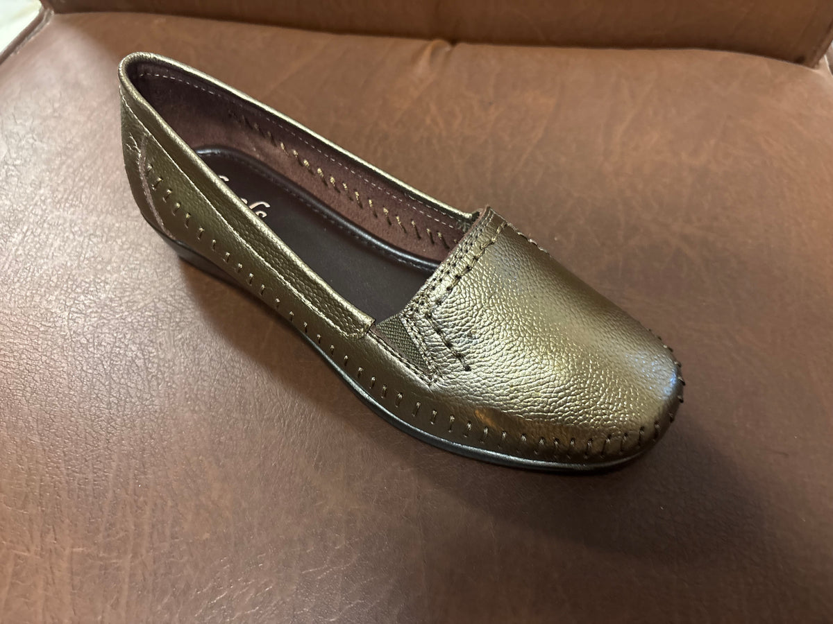 Lizzy Wedge Leather Classic Ballerinas in Bronze - The Heels India