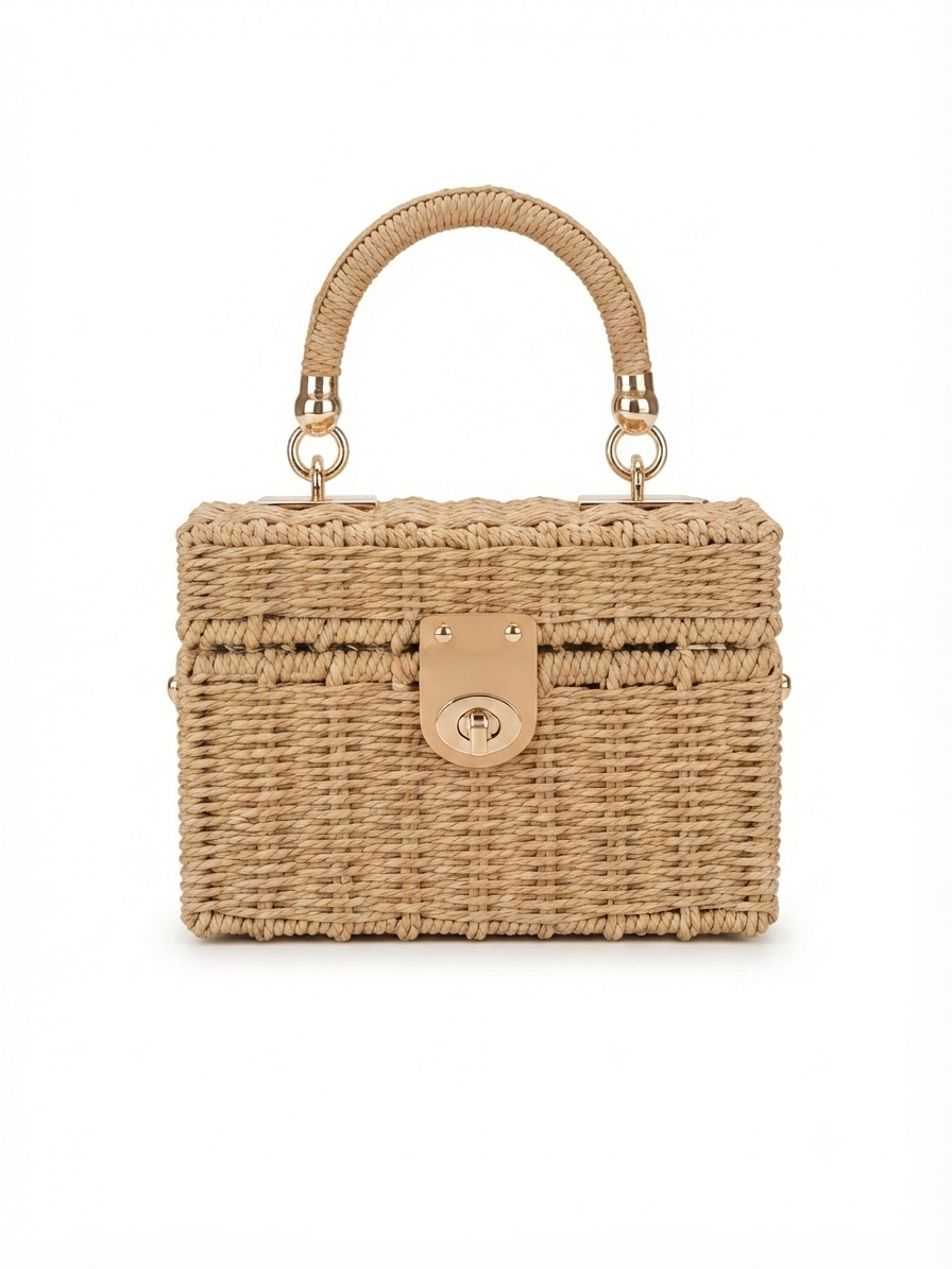 Alba Top Handle Boho Straw Bags