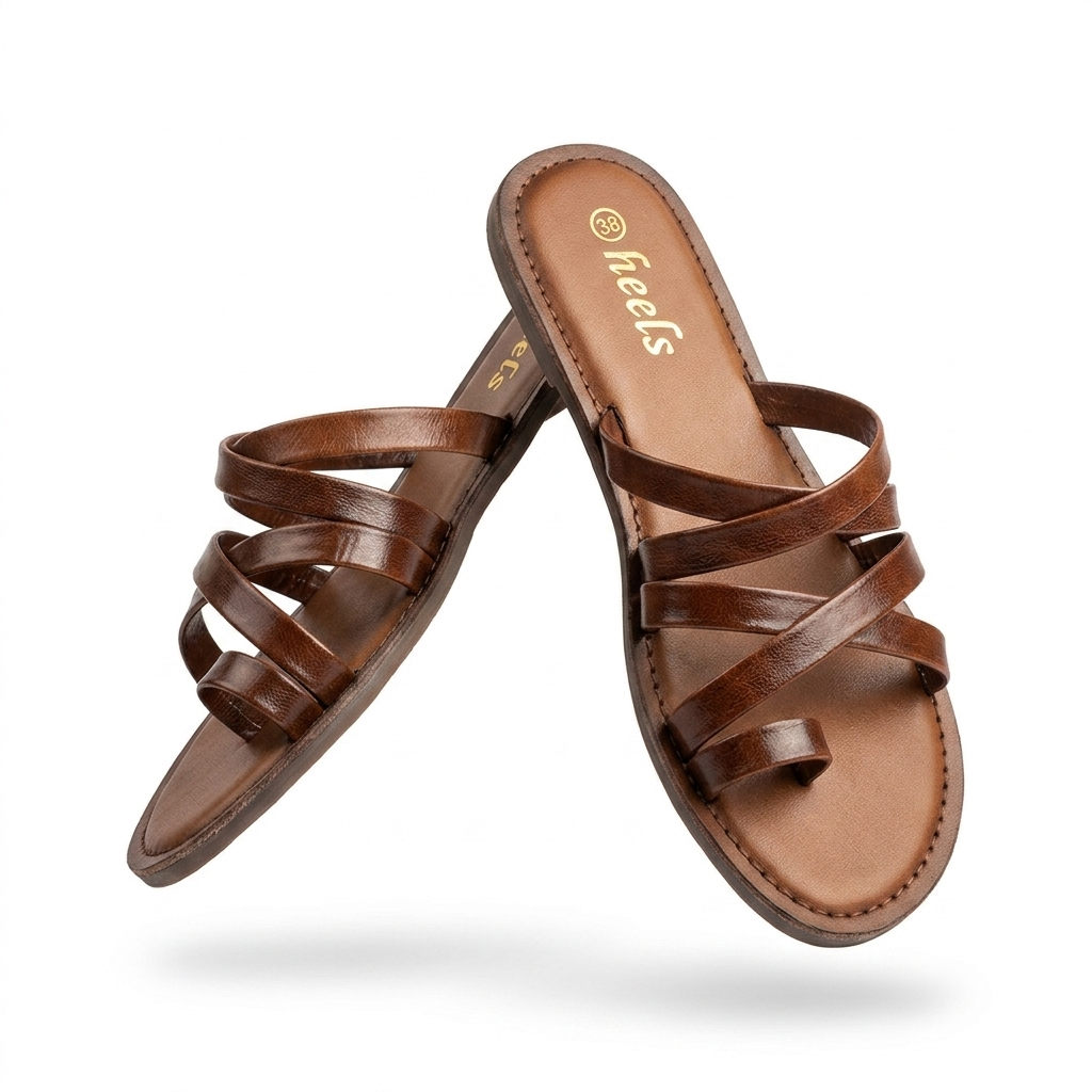 Delilah Leather Thumb Strap Flat Sliders