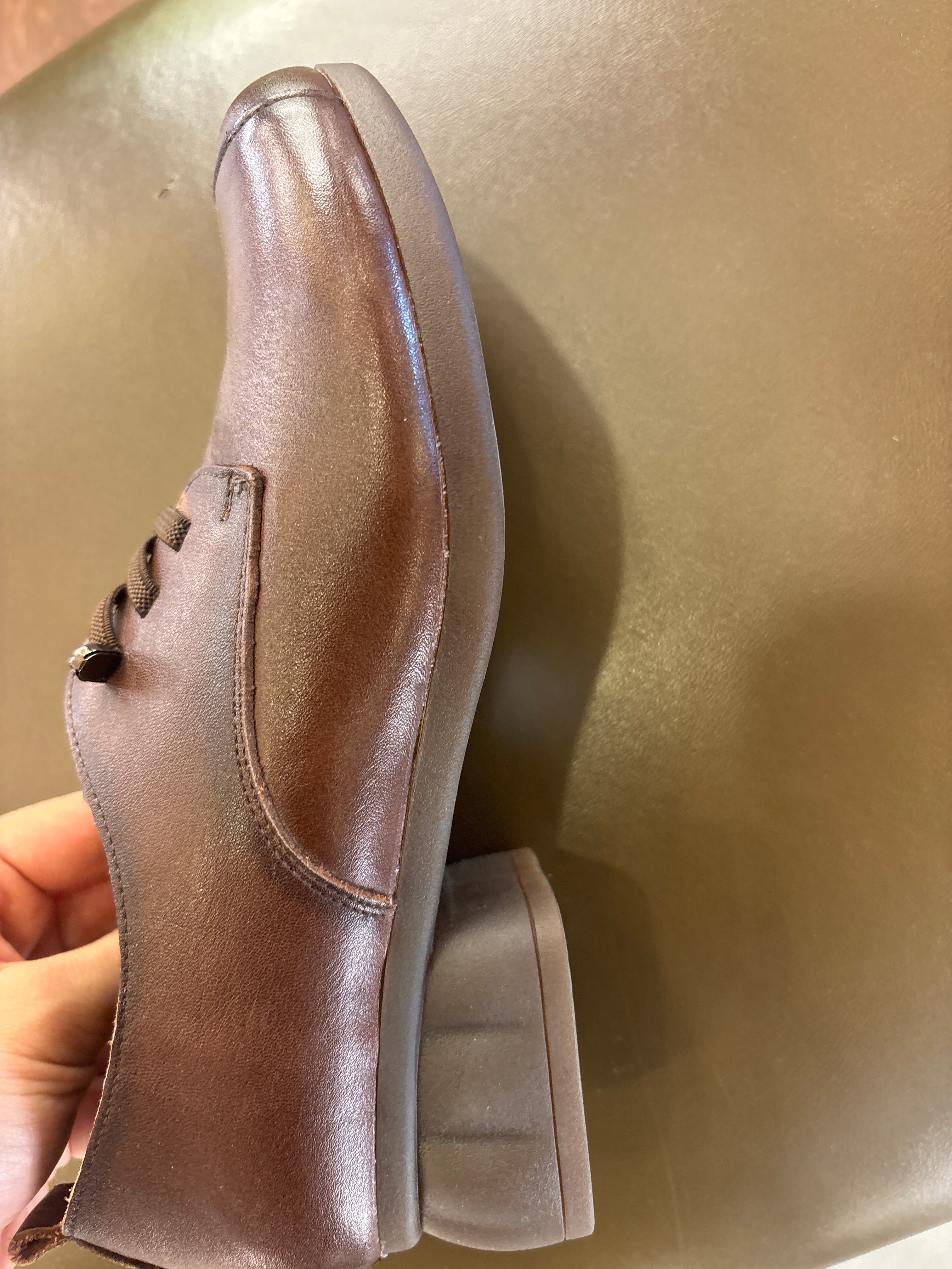 Barbara Premium Leather Lace Up Mid Heel Loafers