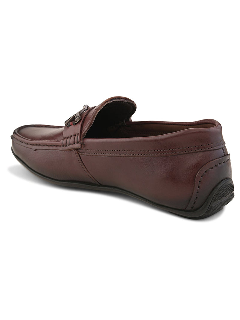 Ethan Bordo Leather Buckle Loafers