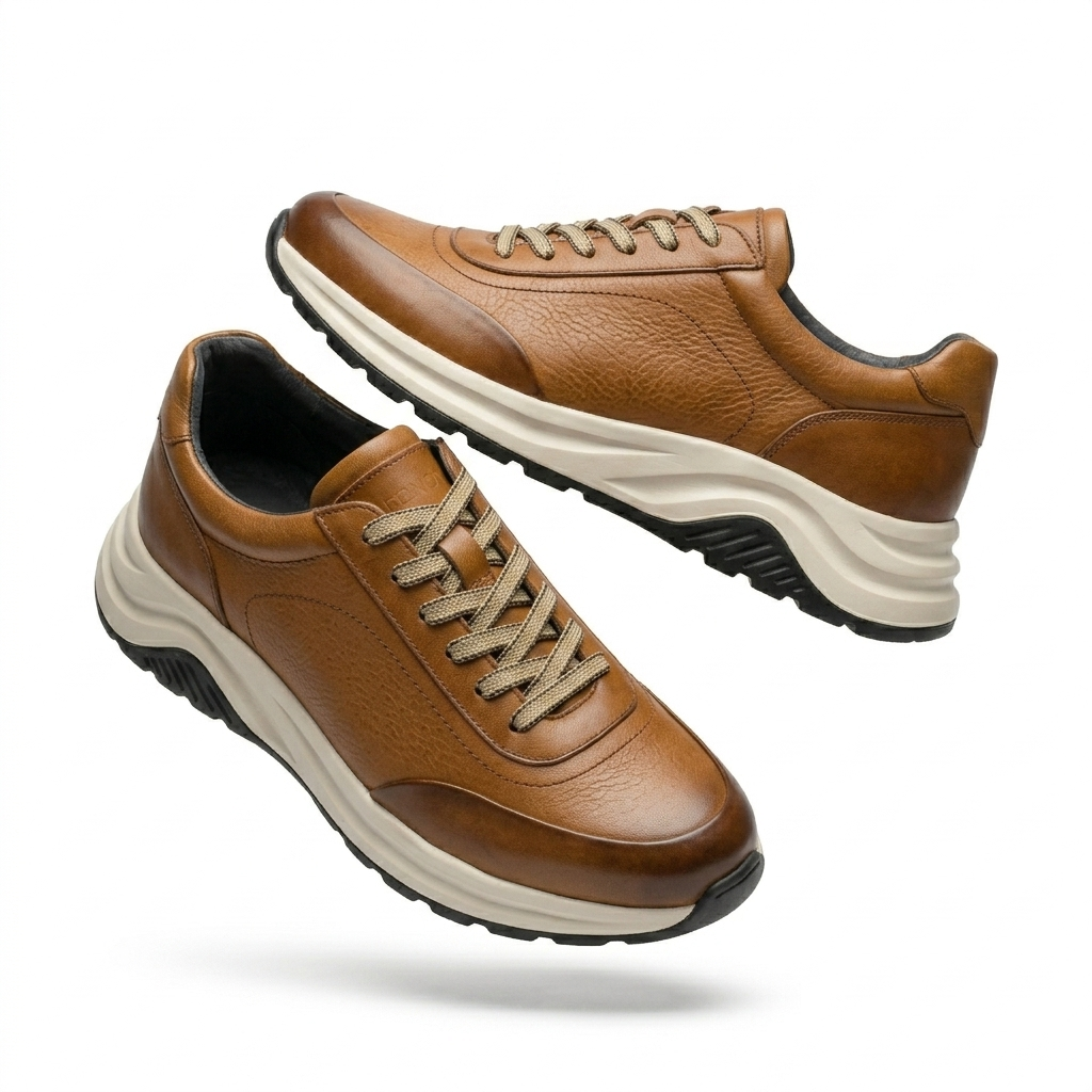 Kai Premium Leather Lace Up Sneakers