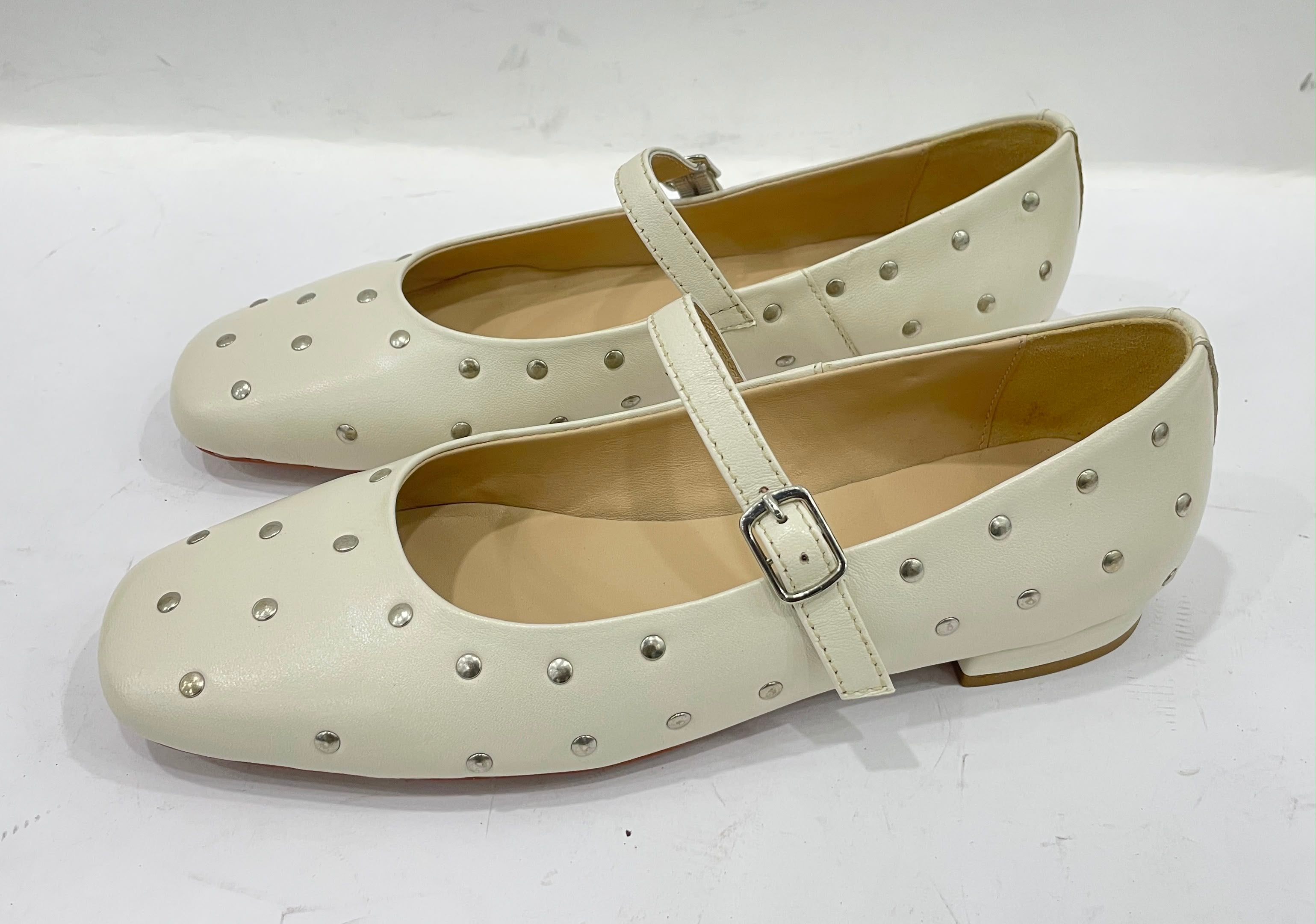 DIVA Premium Leather Flat Stud Mary Jane Ballerinas - The Heels India
