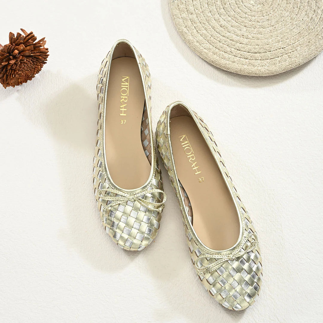 CELINE Premium Leather Weaving Ballerinas