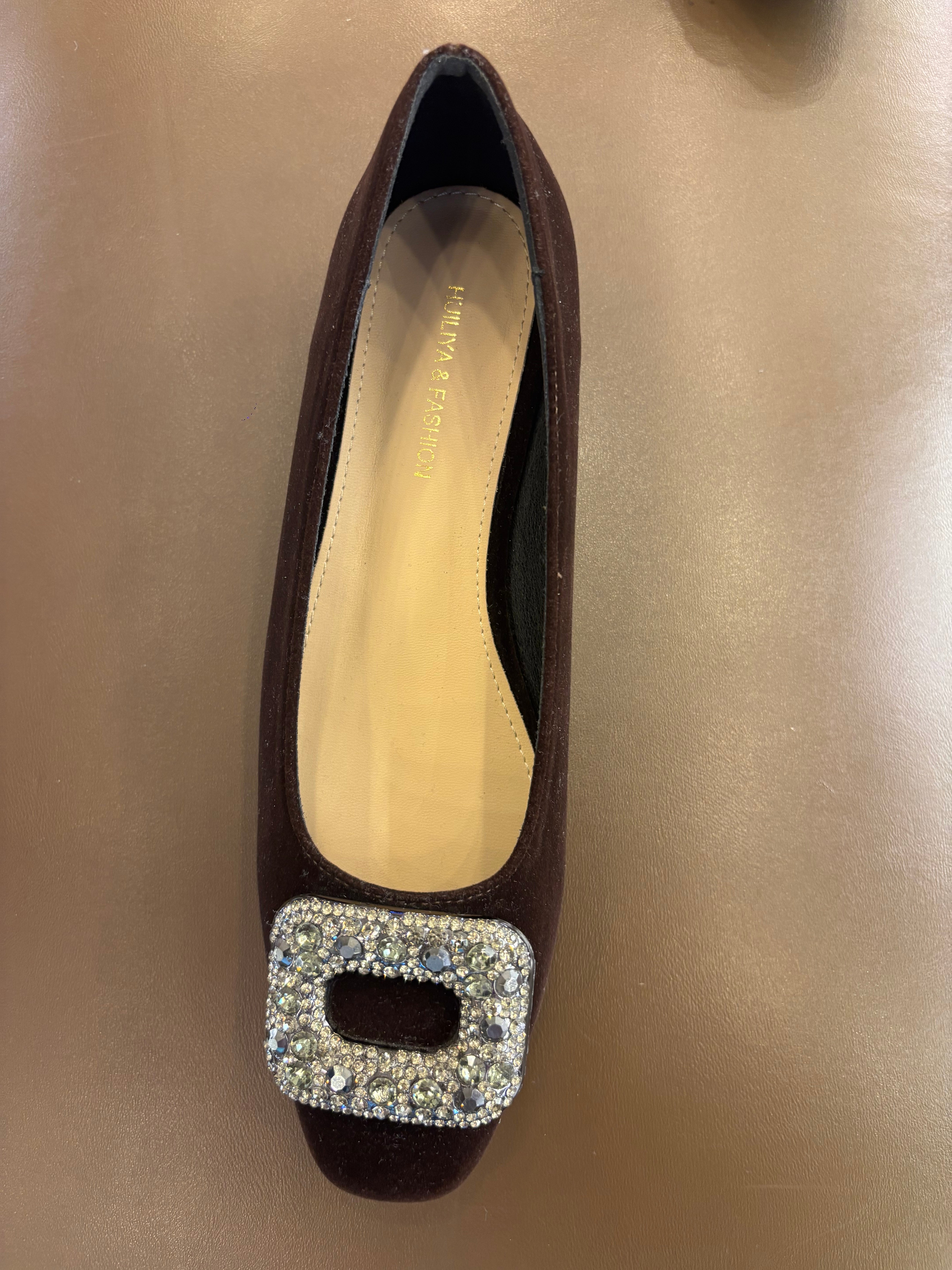 Eilish Velvet Block Heel Bling Pumps - The Heels India