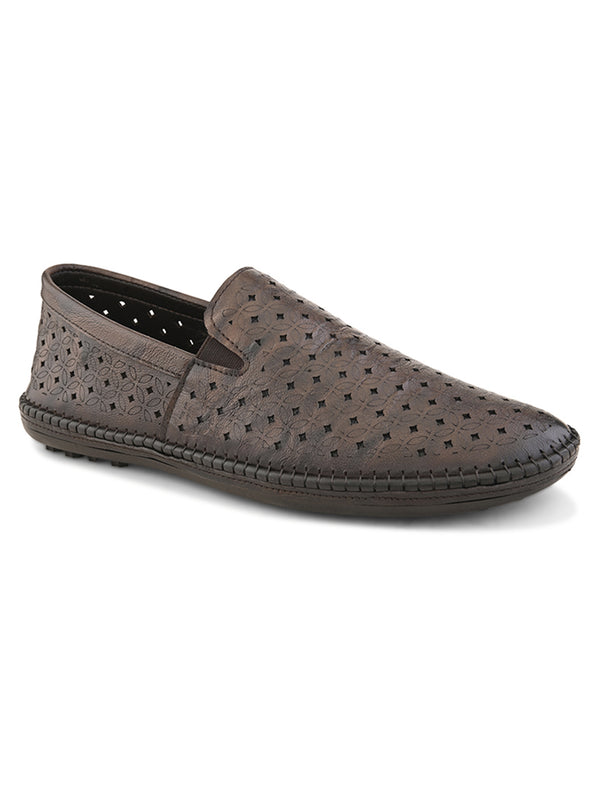 Romano Brown Leather Ethnic Slip ons