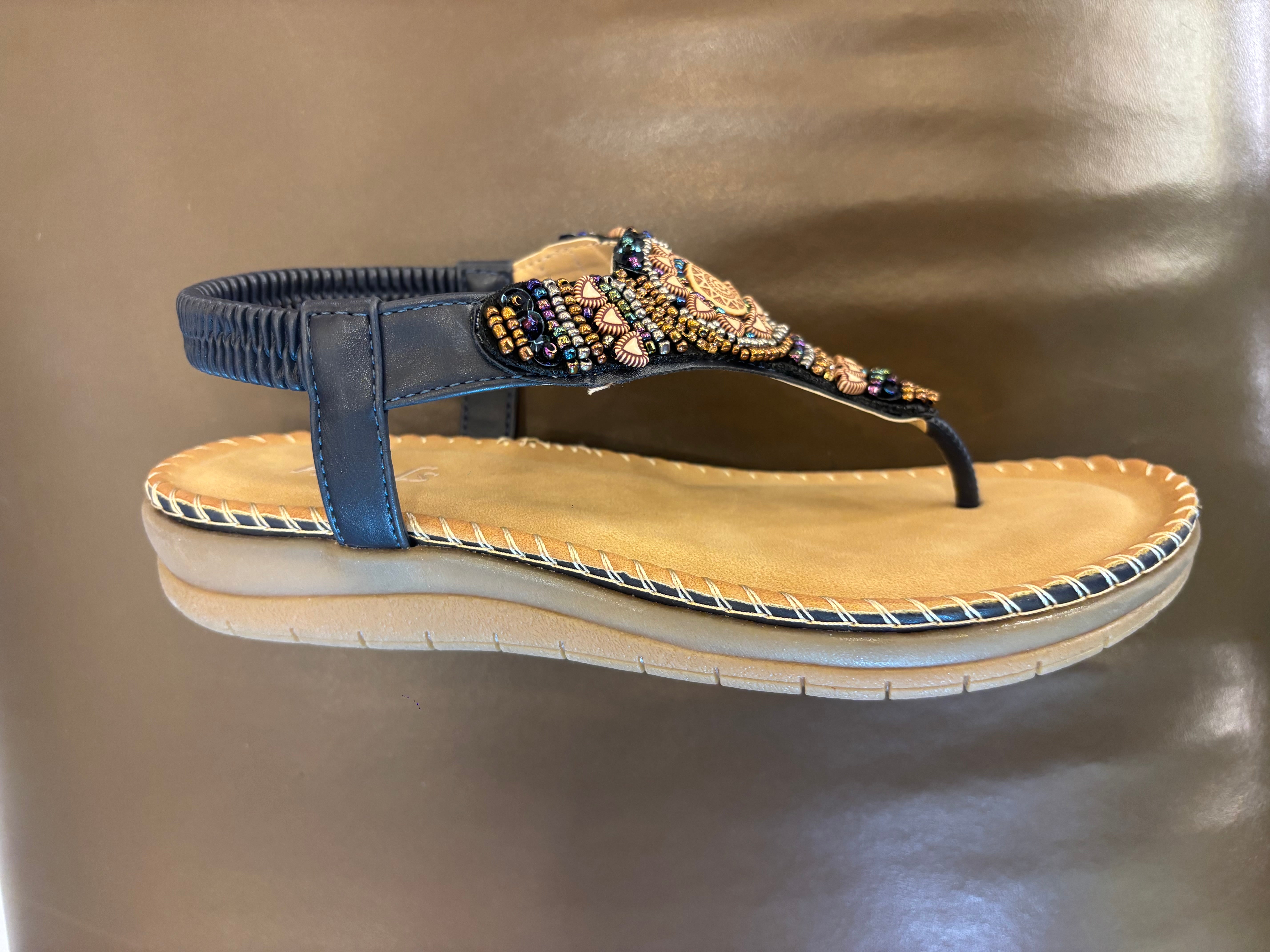 Crimson Embellished Comfort Back Elastic Sandals