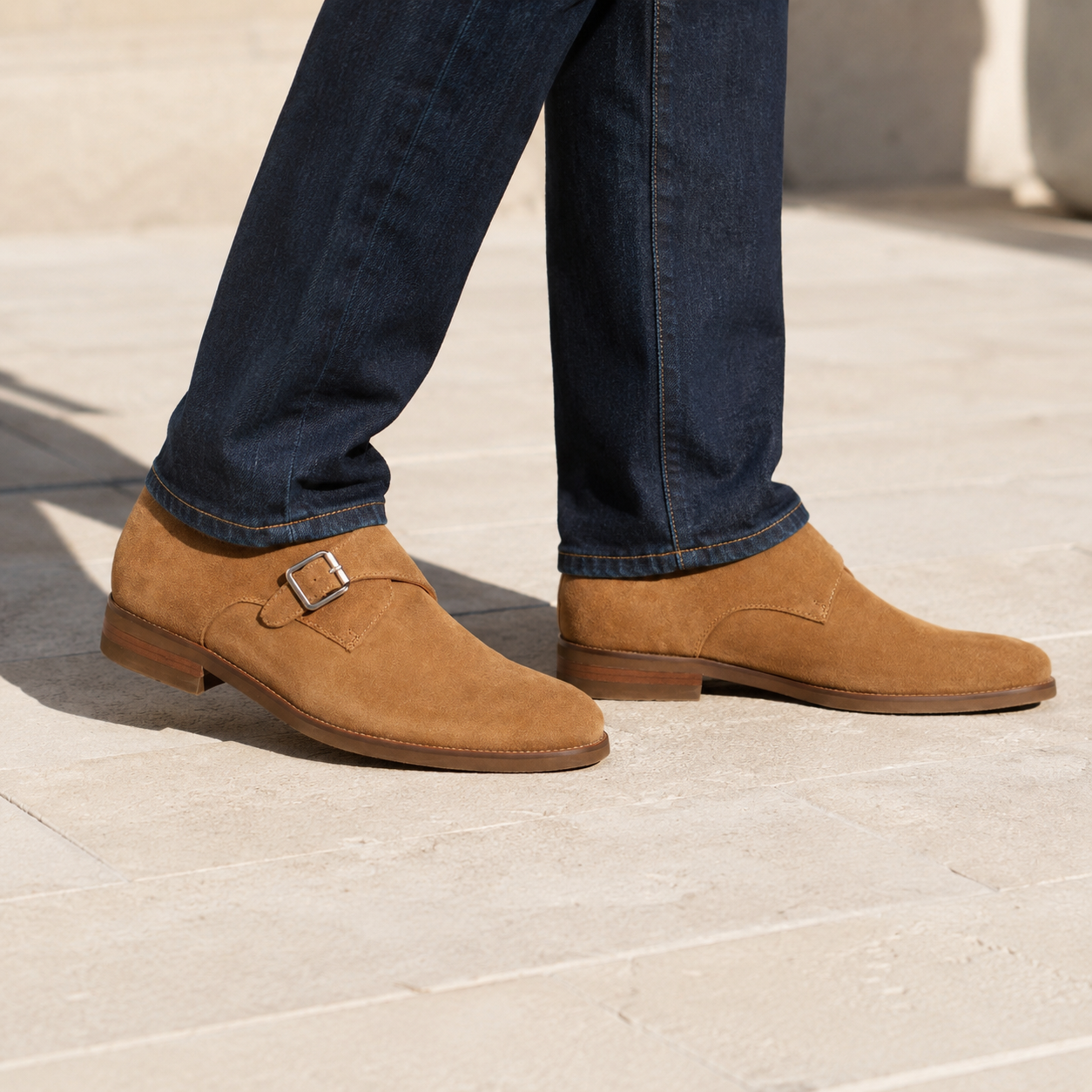 Salvatore Suede Leather Monk Strap - The Heels India