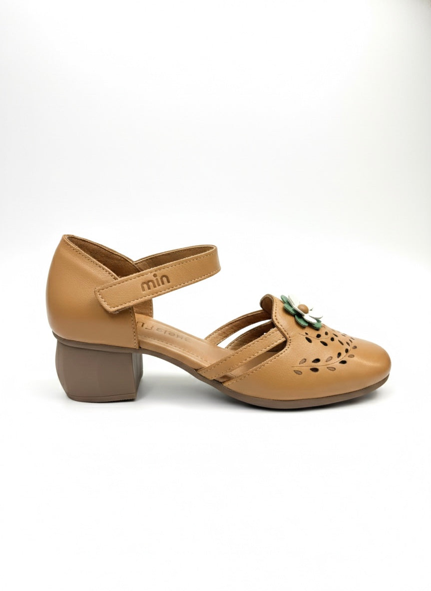 Melrose Premium Leather Perforated Ankle Strap Summer Sandals - The Heels India