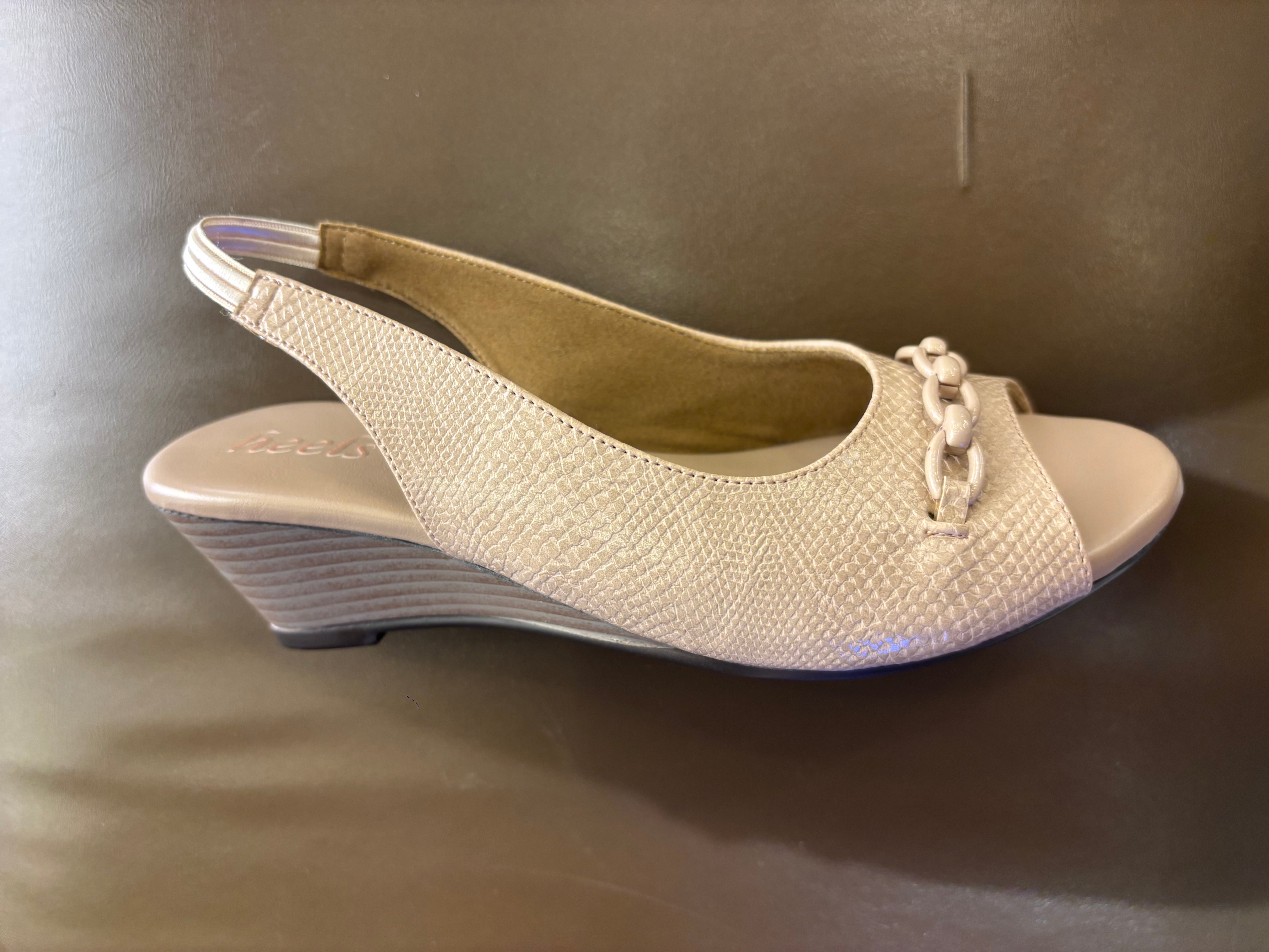 Serena Wedge Back Elastic Peep Toe Sandal