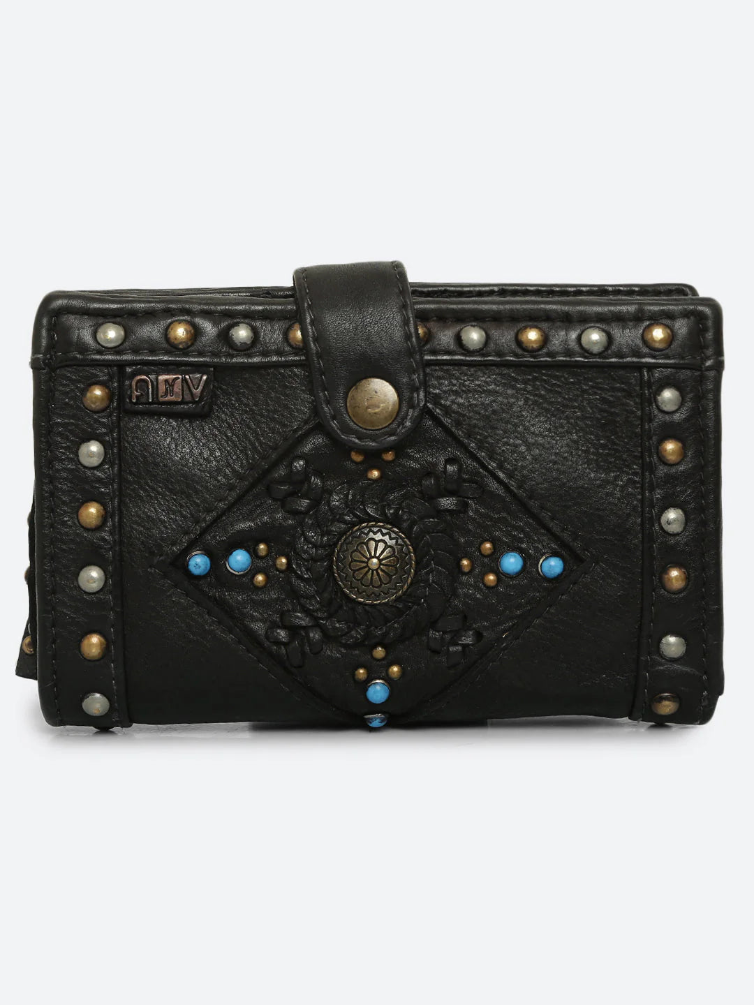Lucca: Leather Studded Small Wallet