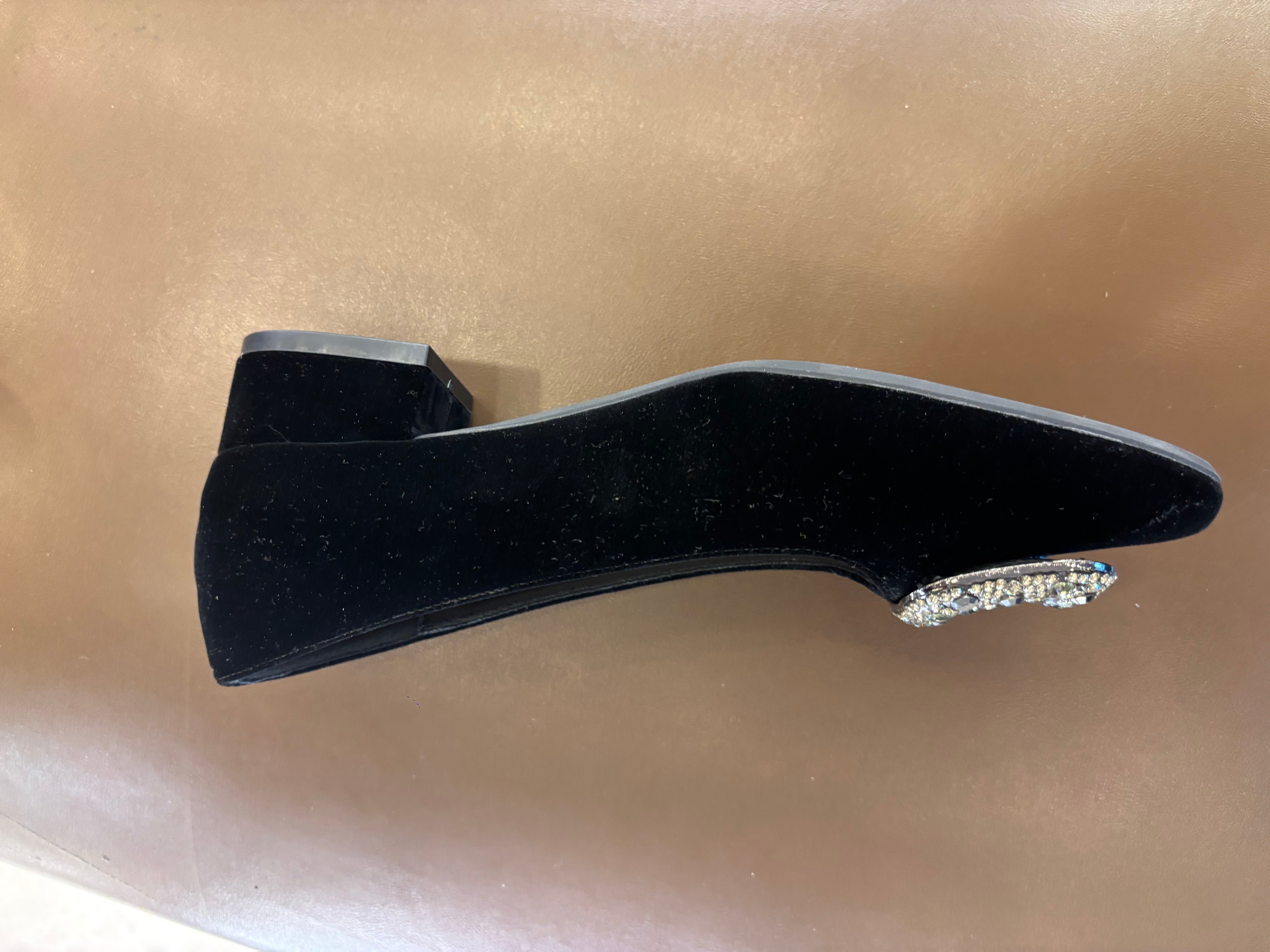 Eilish Velvet Block Heel Bling Pumps