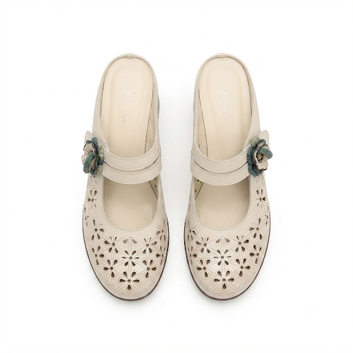 Marcia Premium Leather Perforated Slip On Mules