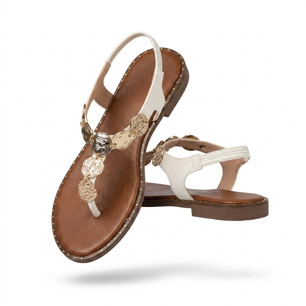 Reba Cushioned Comfort Back Elastic Coin Sandals