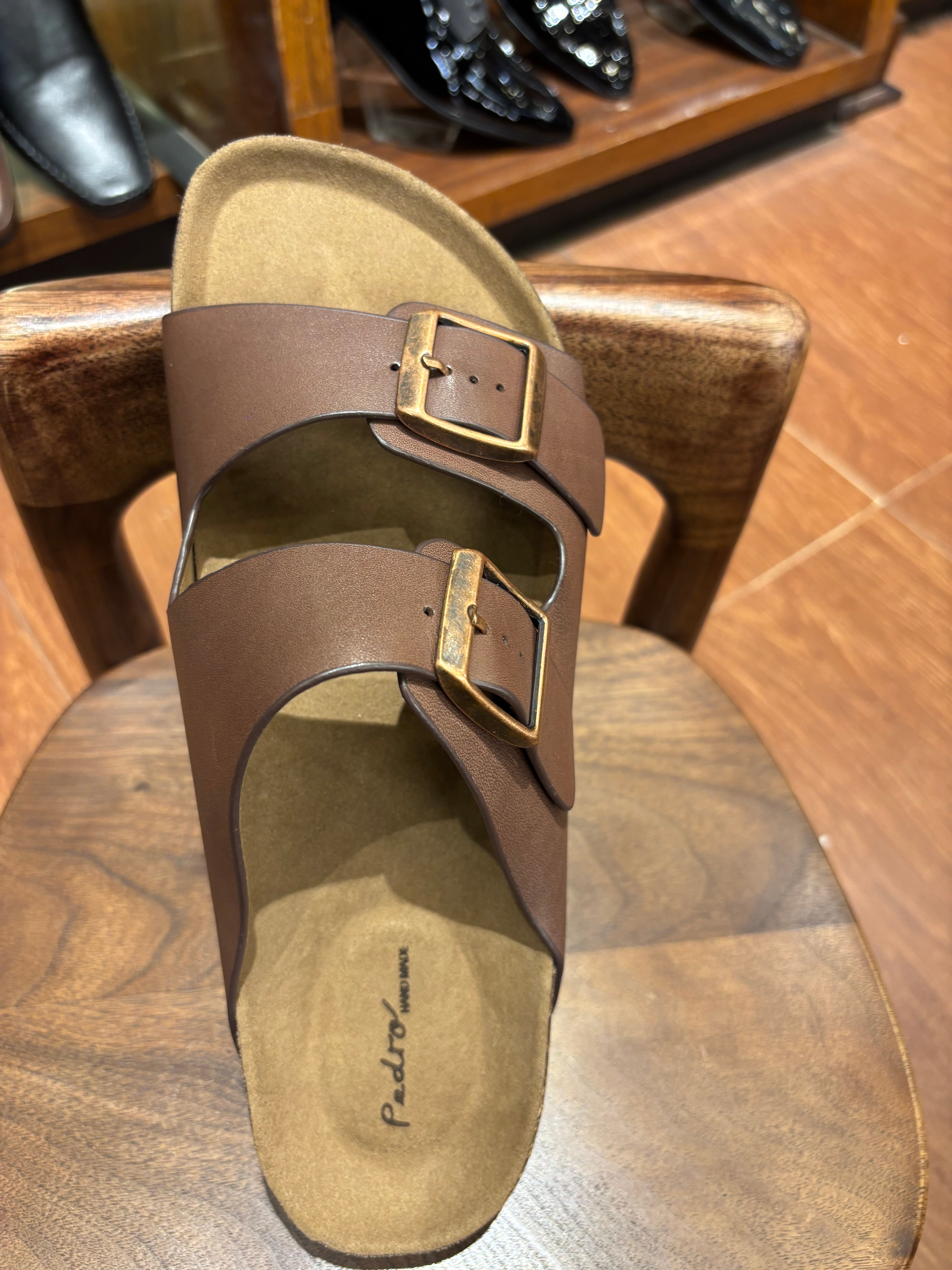 Moda Coffee Brown Men's Cork Slider - Sole View
