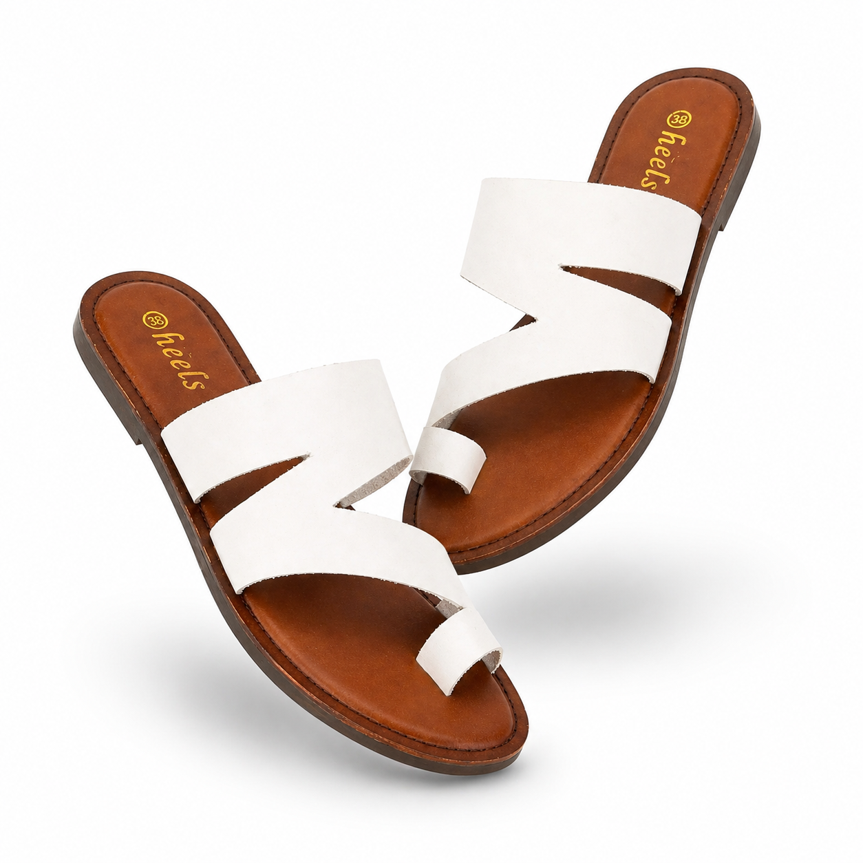 Melanie Leather Thumb Strap Flat Siders