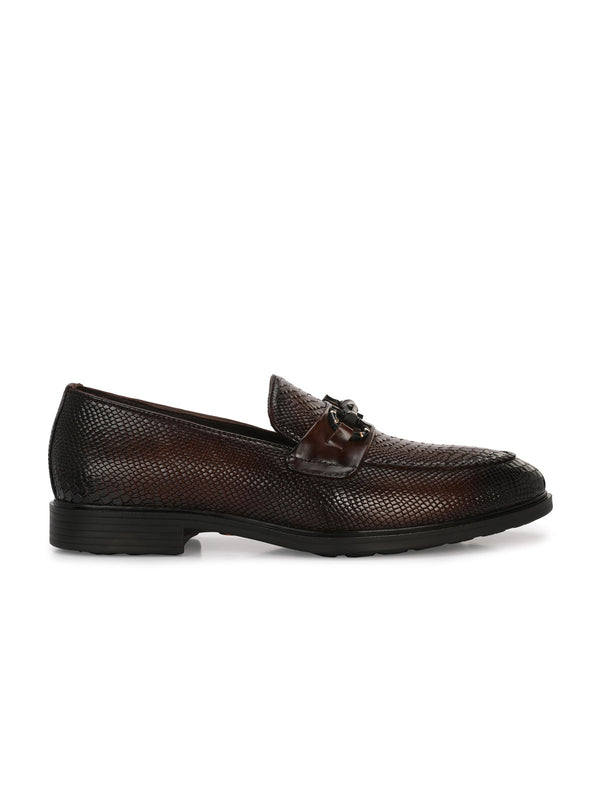 Oliver Textured Leather Buckle Loafers