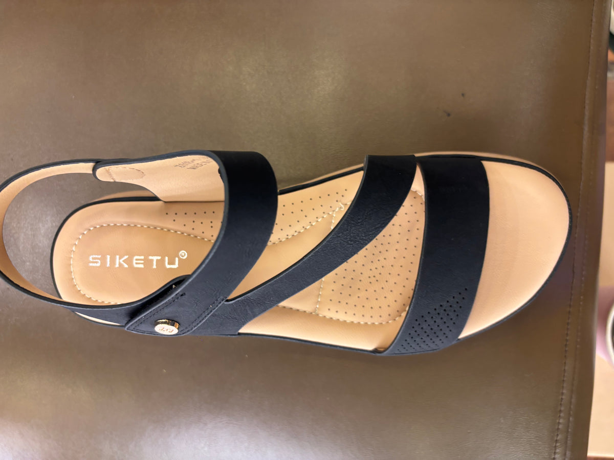 Crimson Comfort Strappy Velcro Sandals in Black - The Heels India