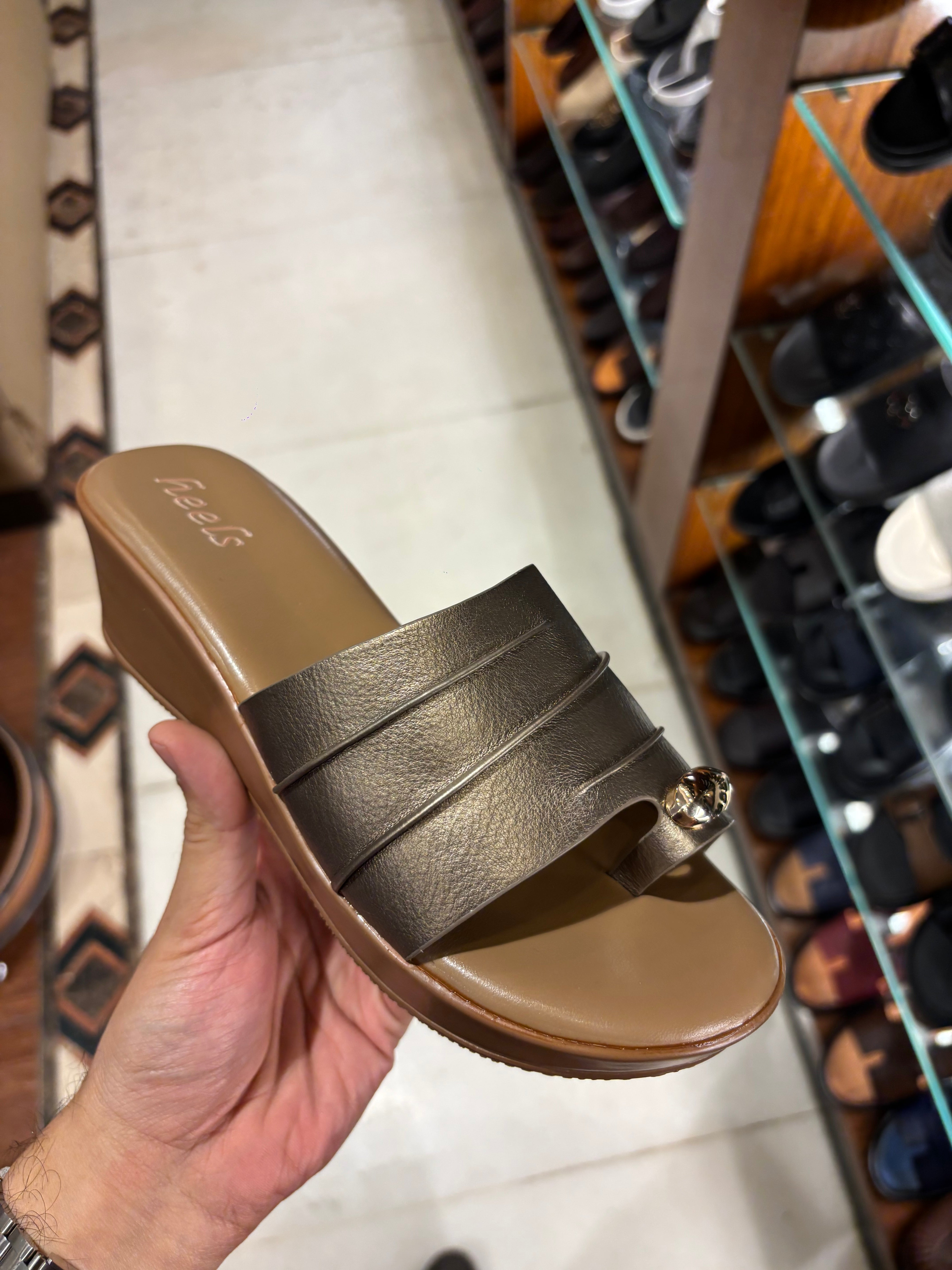 Kelly Buckled Thumb Wedge Peep Toe Heels