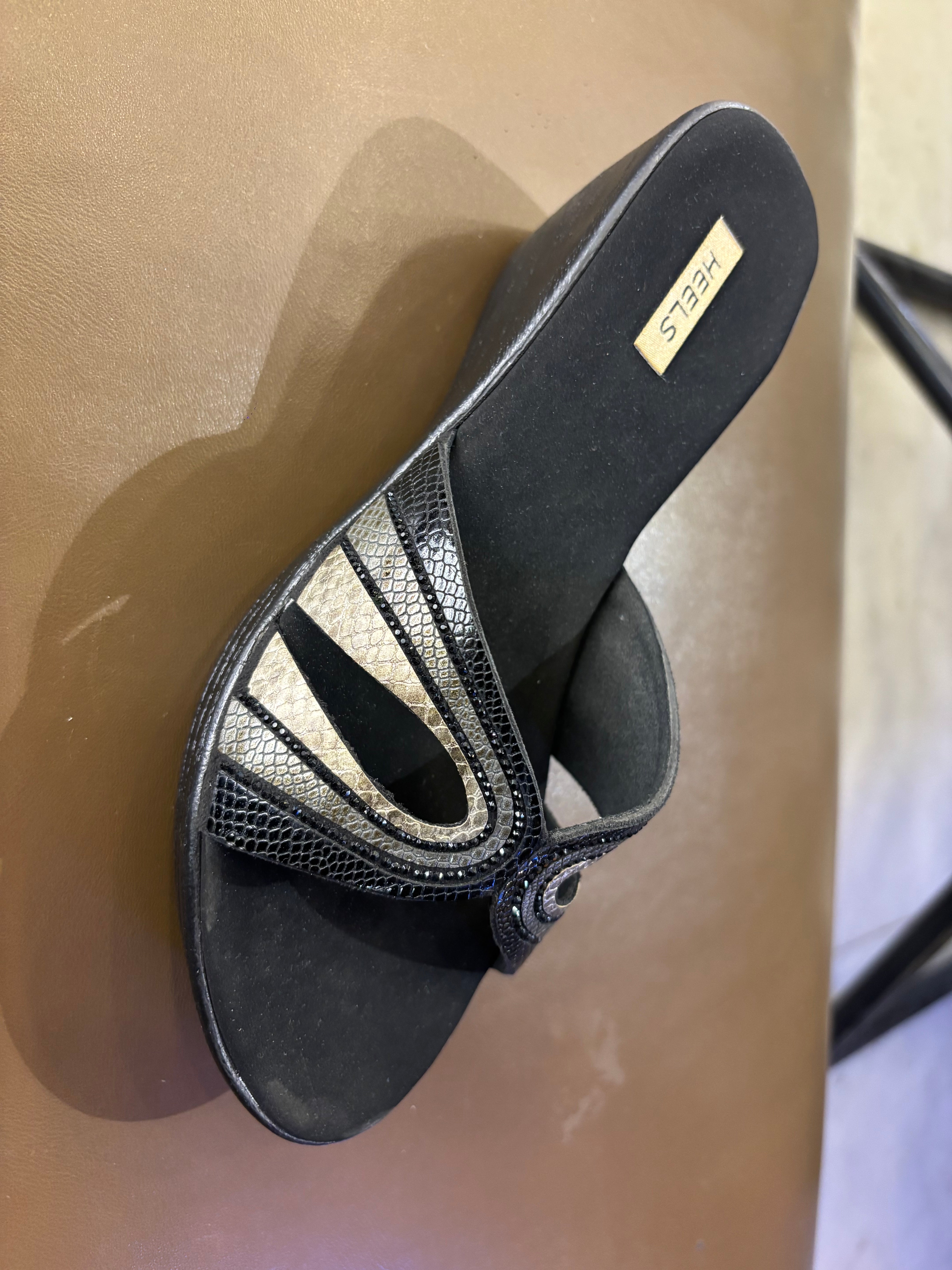 Reina Bling Peep Toe Wedge Heels