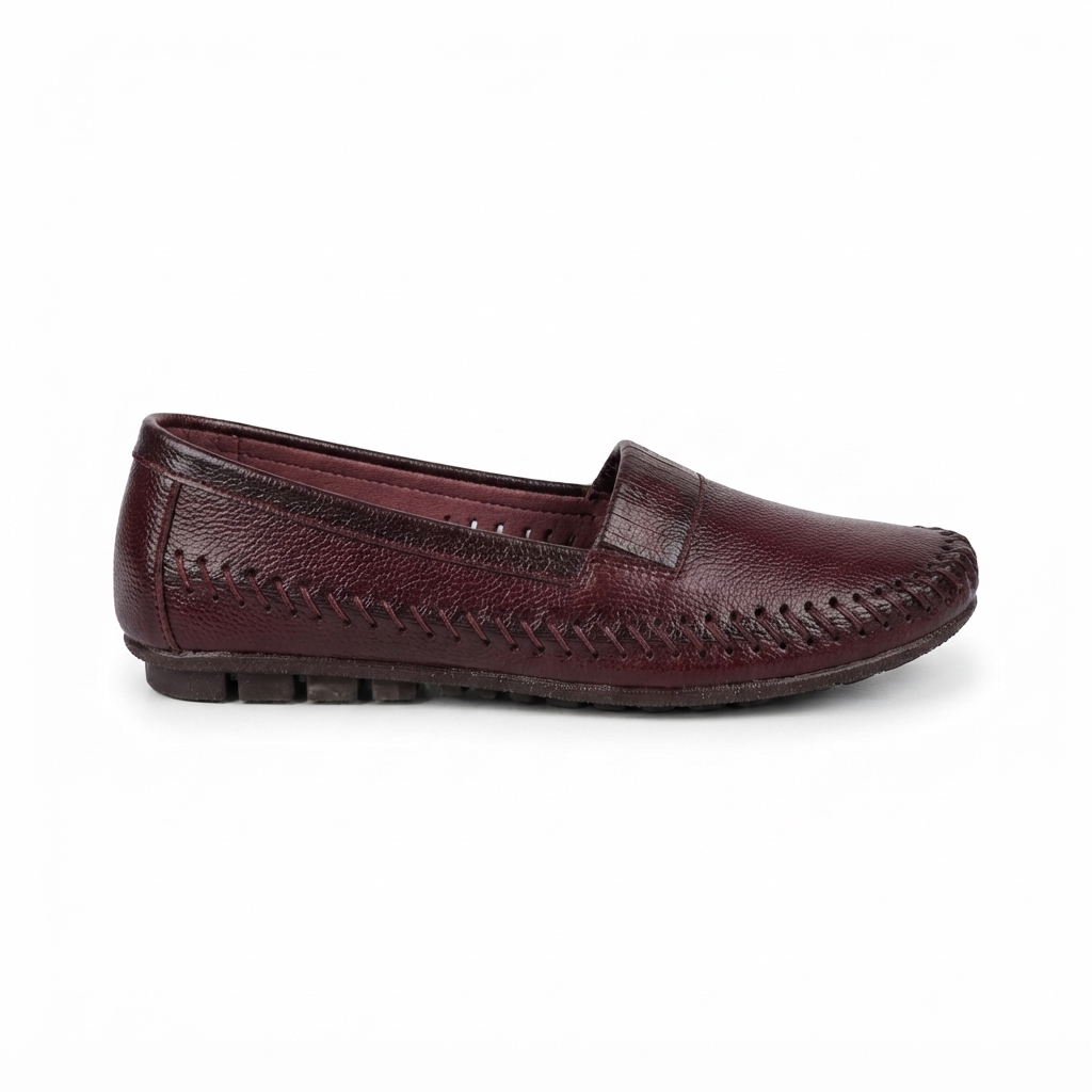 Lizzy 2.0 Leather Classic Ballerinas in Maroon for women | The Heels