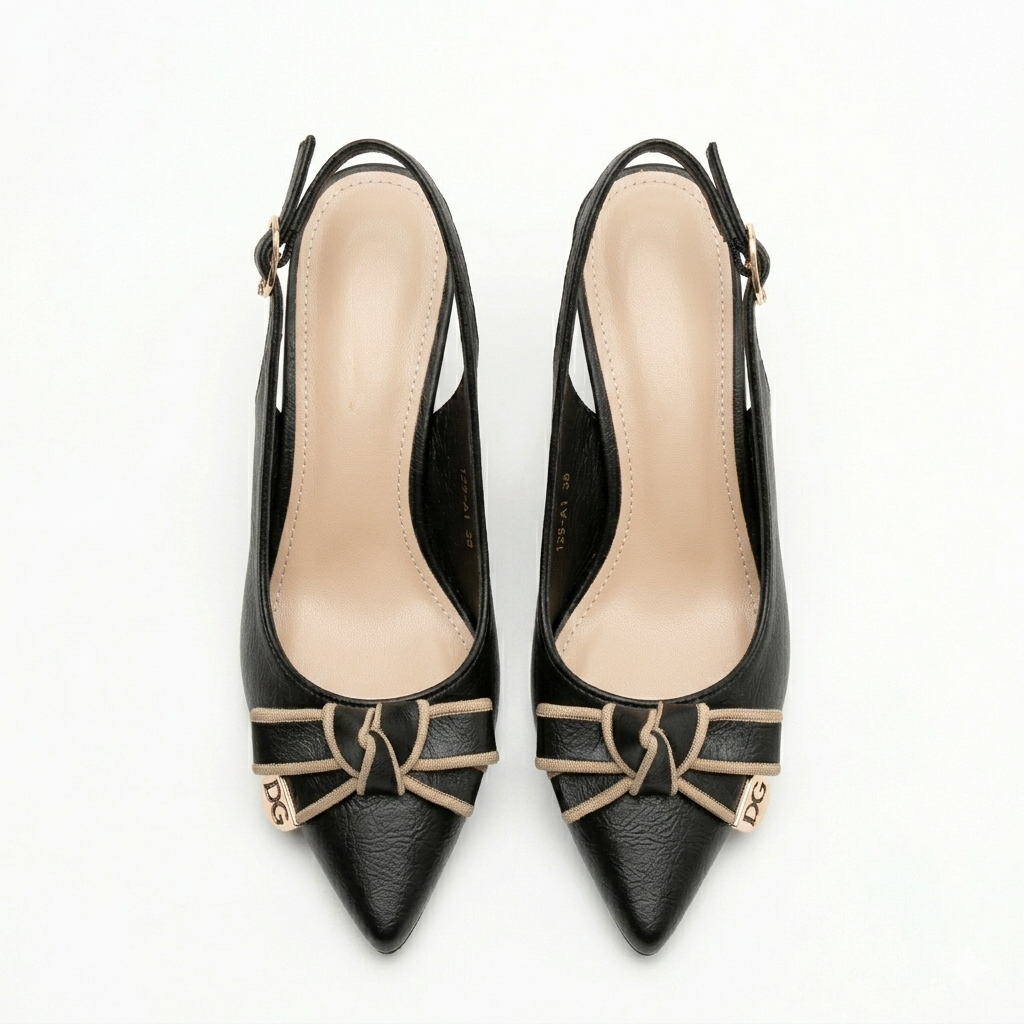 Victoria Knot Bow Slingback Kitten Heels