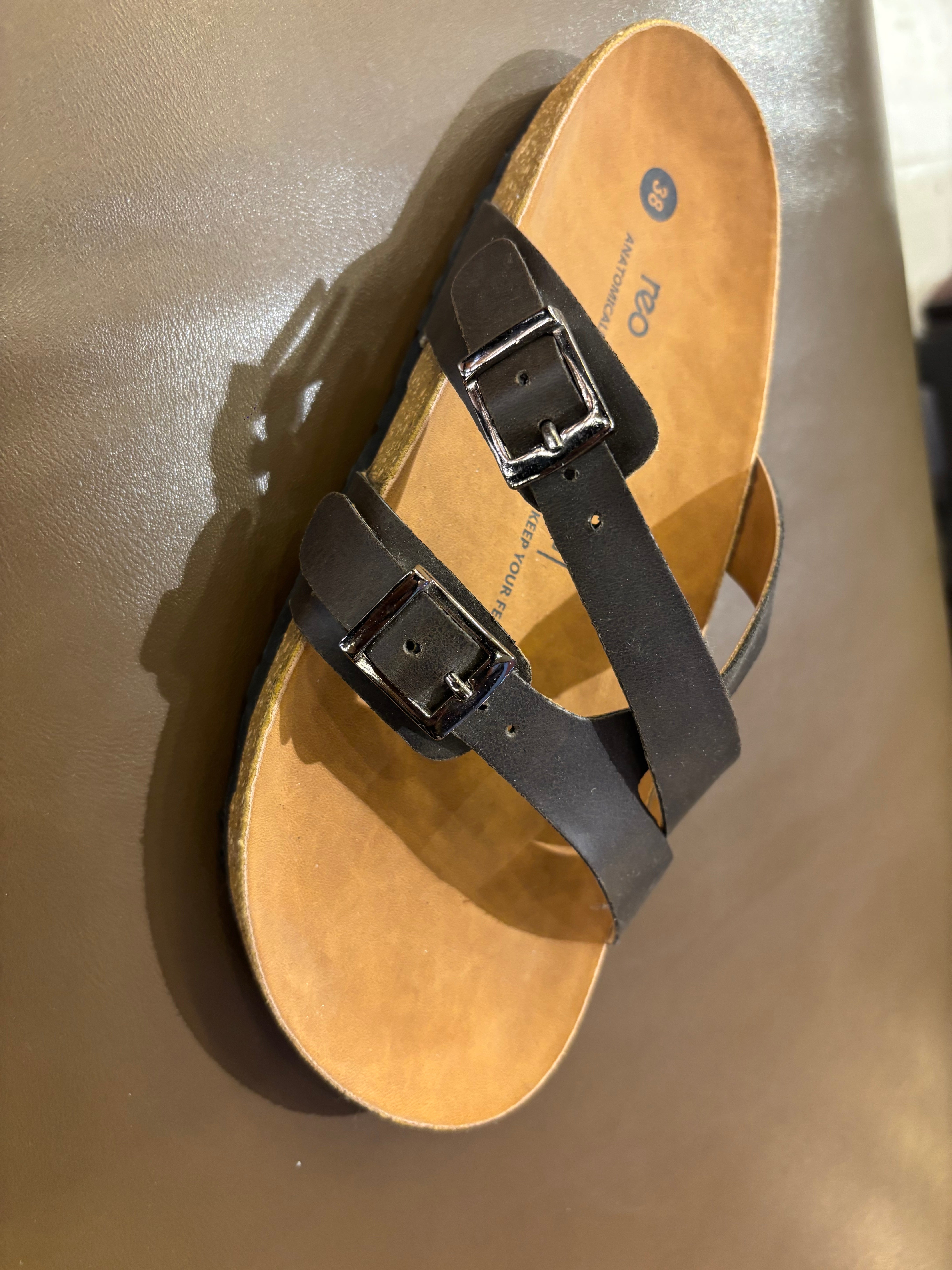 Cherie Buckle Strap Cork Summer Sliders