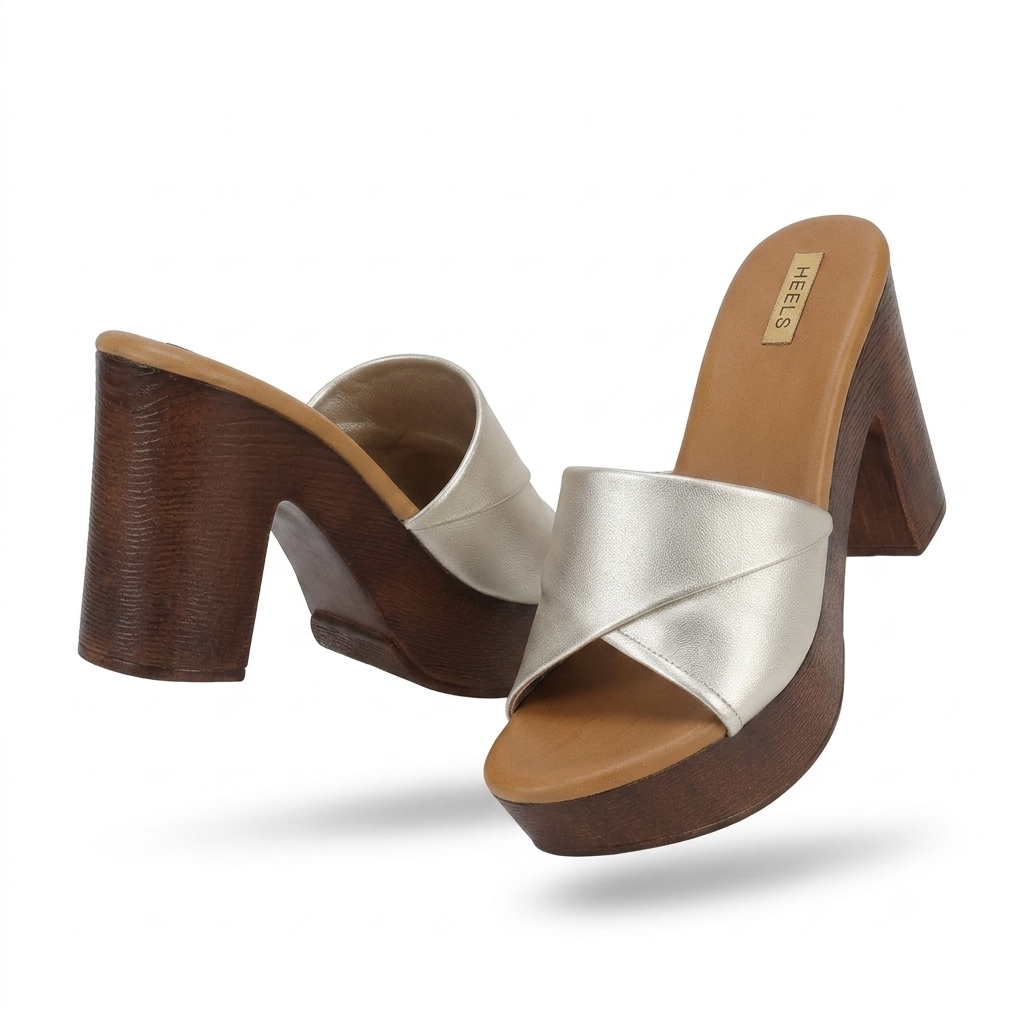 Kim Platform Peep Toe Block Heels Gold - The Heels India