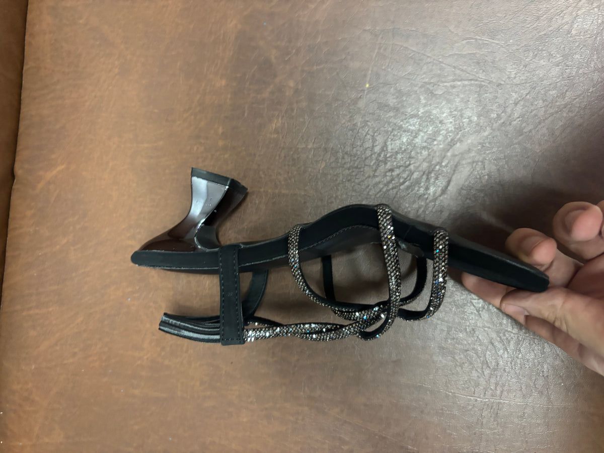 Felicia Bling Strap Kitten Heel Sandals in Black - The Heels India