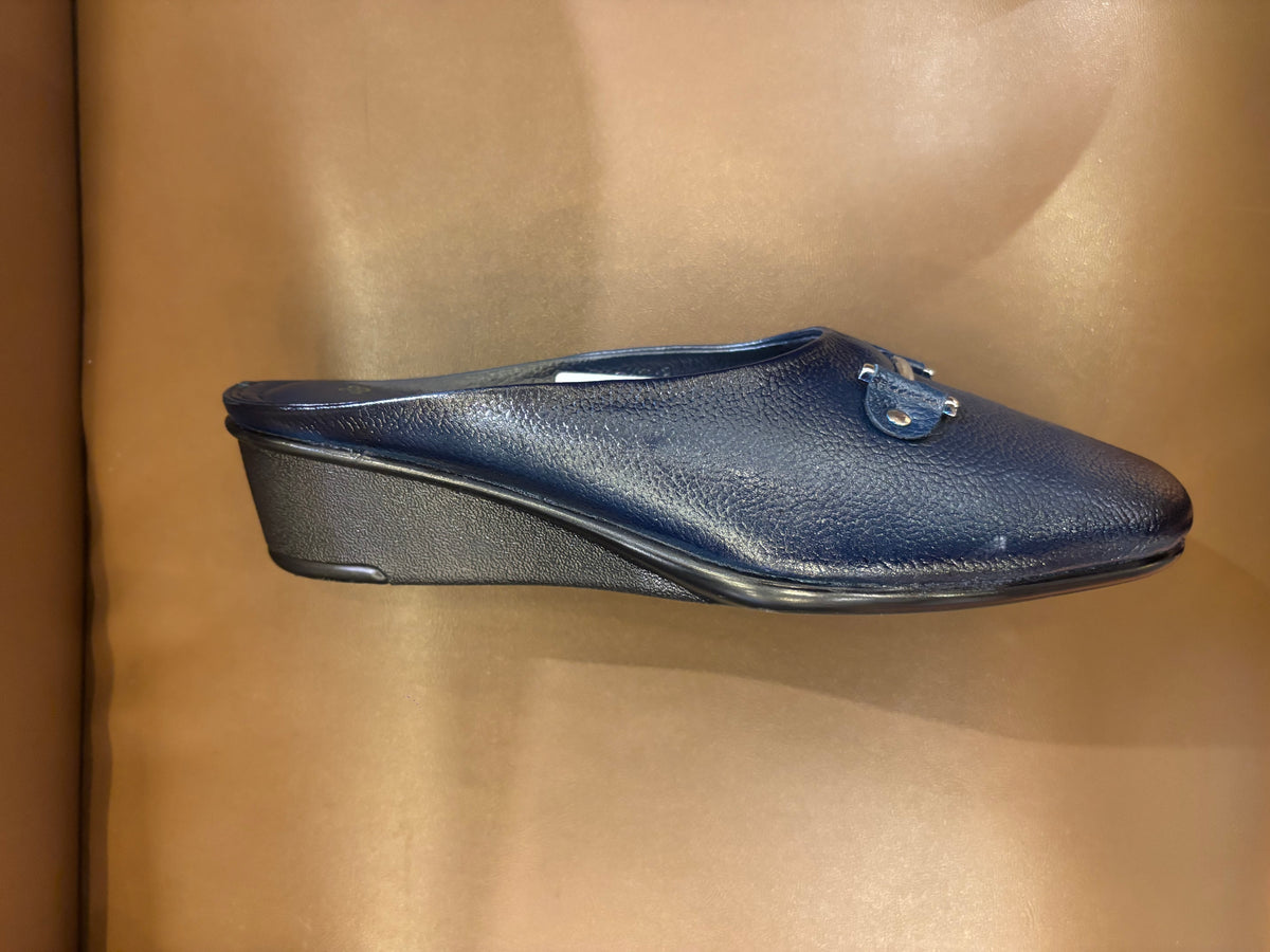 Cherie Buckled 2.0 Leather Back Open Wedge Heel Mules