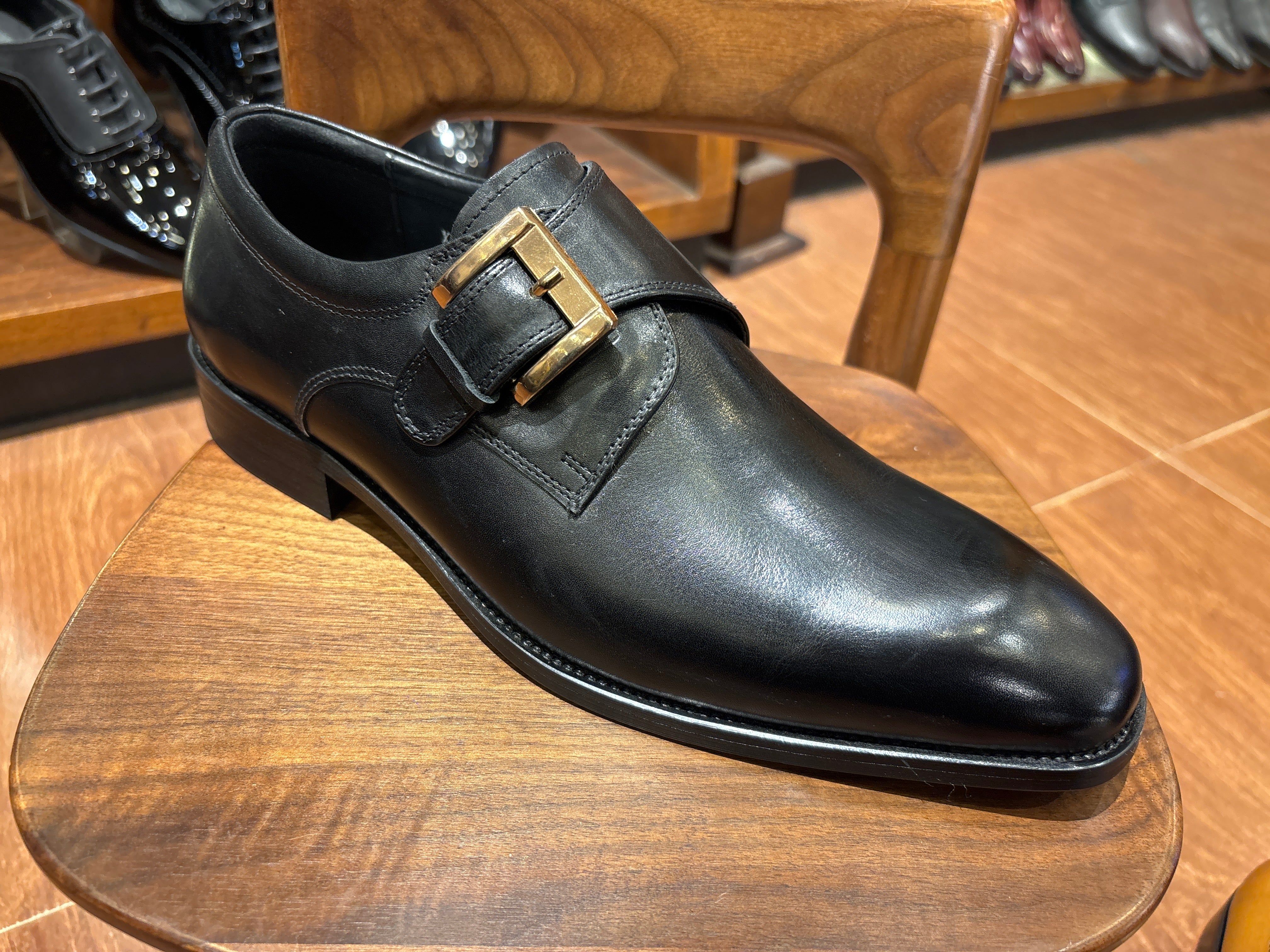 Lorelei Buckle Leather Monk Strap Black - The Heels India