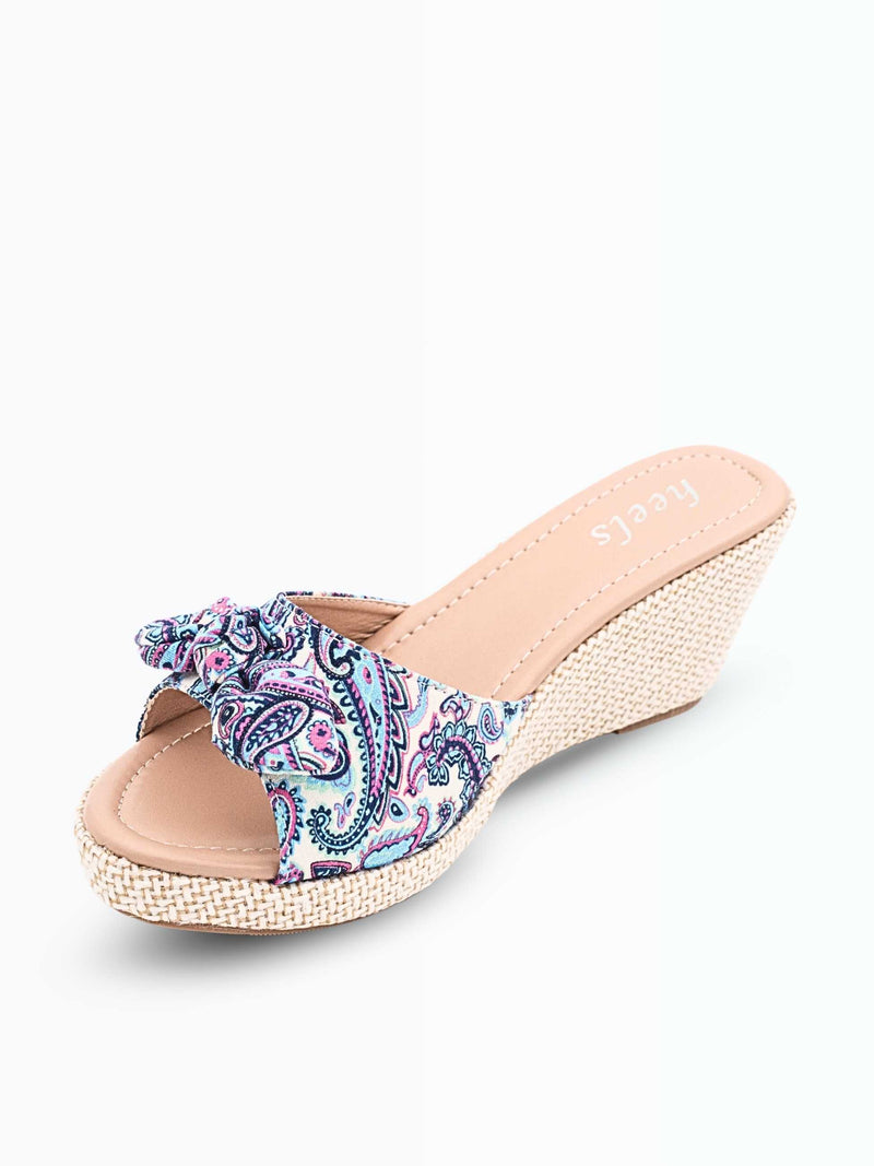 Serra Floral Bow Wedge Heels