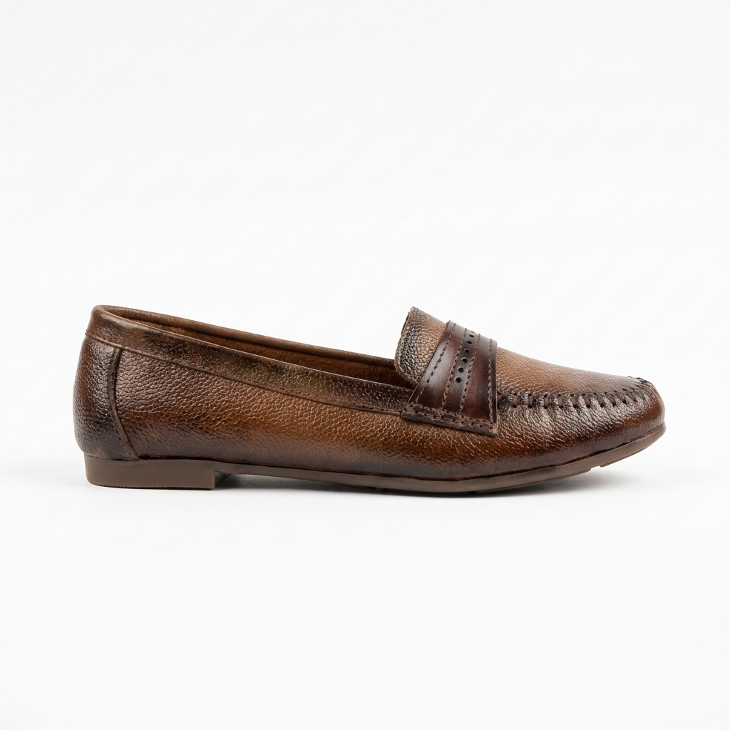 Lily Leather Classic Tie Stitch Ballerinas in Rust - The Heels India
