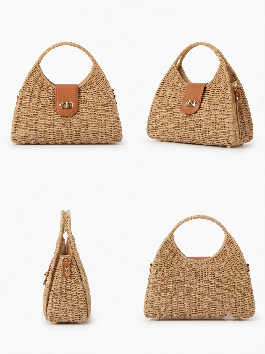 Top Handle Boho Straw Sling Bags