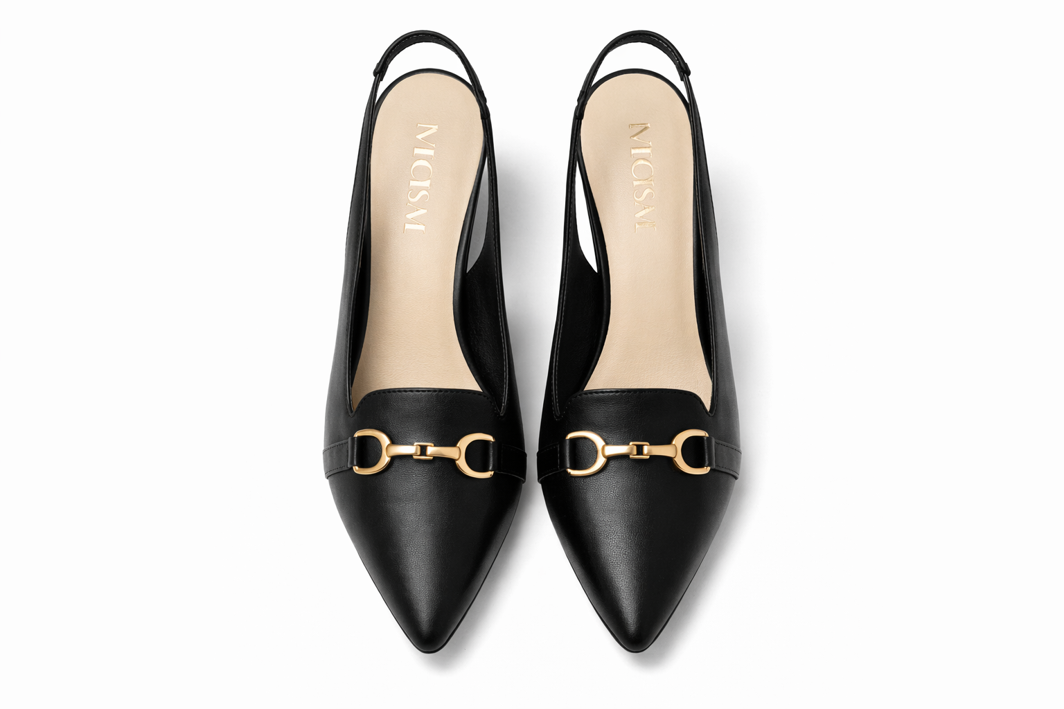 ELENA Premium Leather Slingback Block Heels