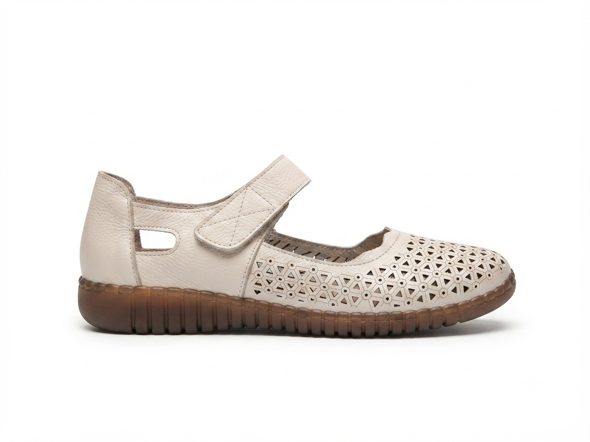 Melissa Leather Velcro Strap Perforated Cushioned Loafers