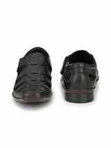 Mavro Black Leather Roman Sandals HT